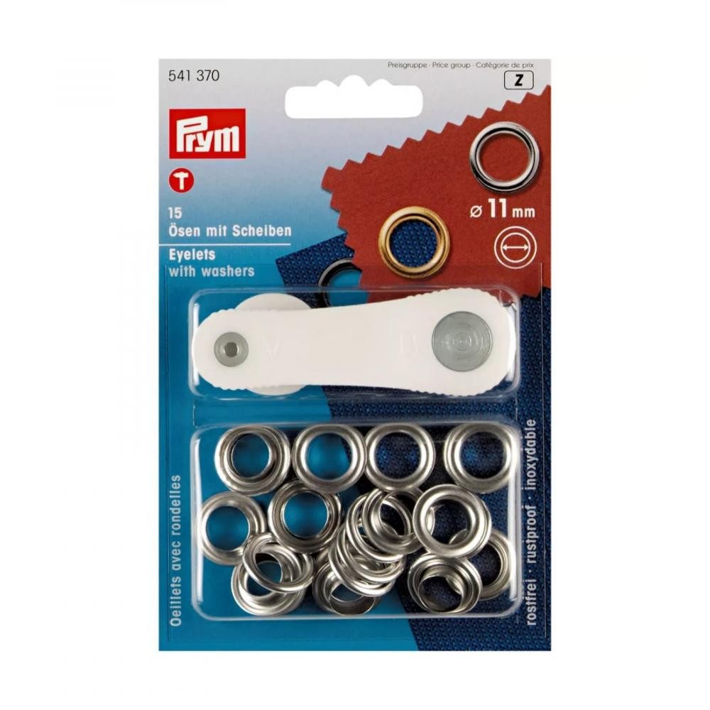 Prym Druckknopf - Ösen mit Scheiben 11 mm 15 Stück inkl. Werkzeug