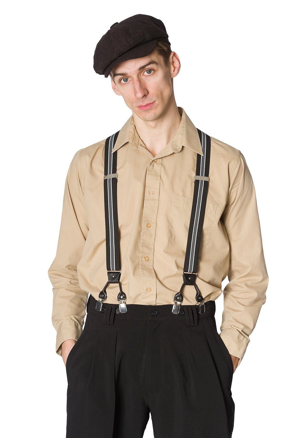 Banned Hosenträger Nicholas Braces Schwarz Vintage Y-Form Retro Austauschba günstig online kaufen