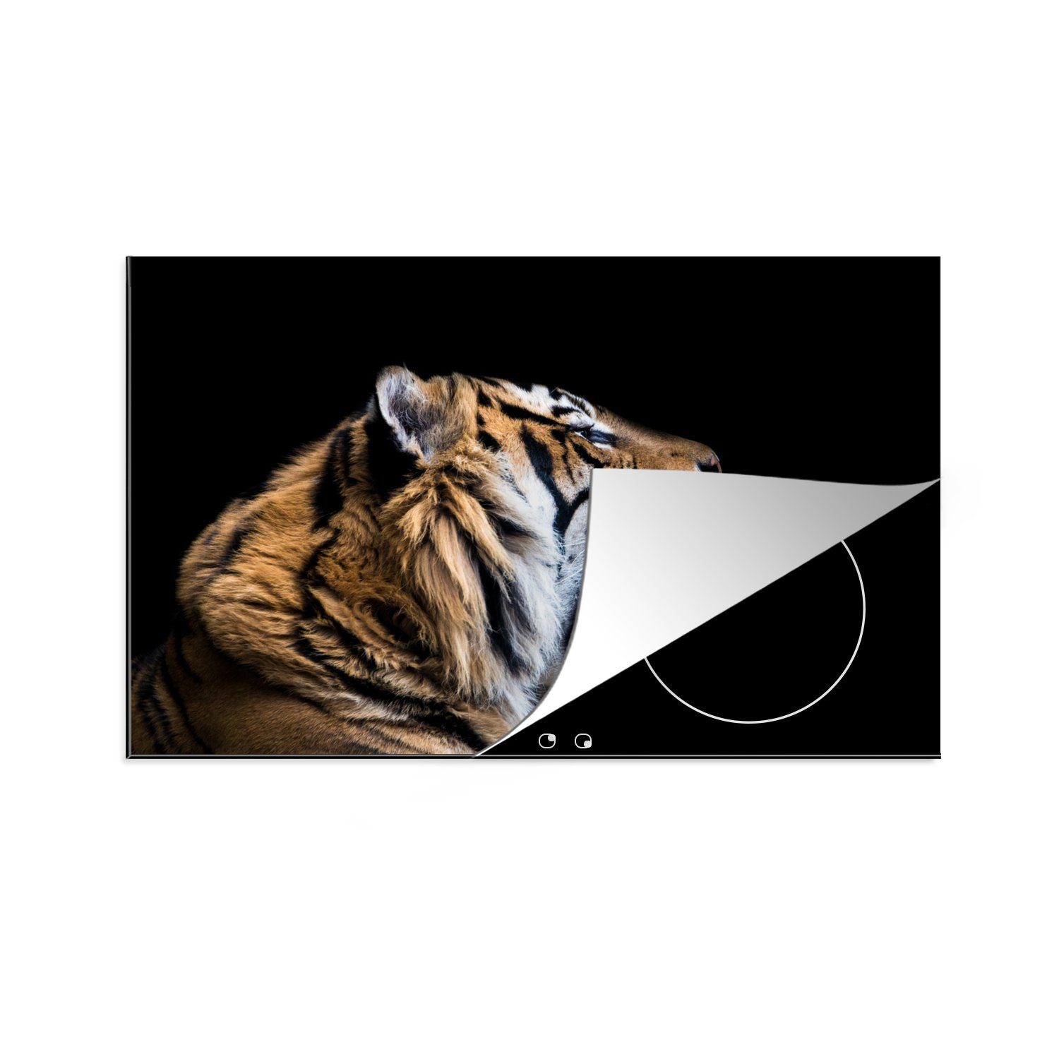 MuchoWow Herdblende-/Abdeckplatte Tiger - Tiere Porträt, Vinyl, - Ceranfeldabdeckung 81x52 Induktionskochfeld Schutz für tlg), die (1 küche, cm