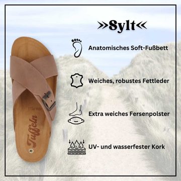 Tuffeln Stylishe Kreuzsandale 'Sylt' Kork-Pantolette für Damen und Herren Hausschuh mit Soft-Korkfußbett