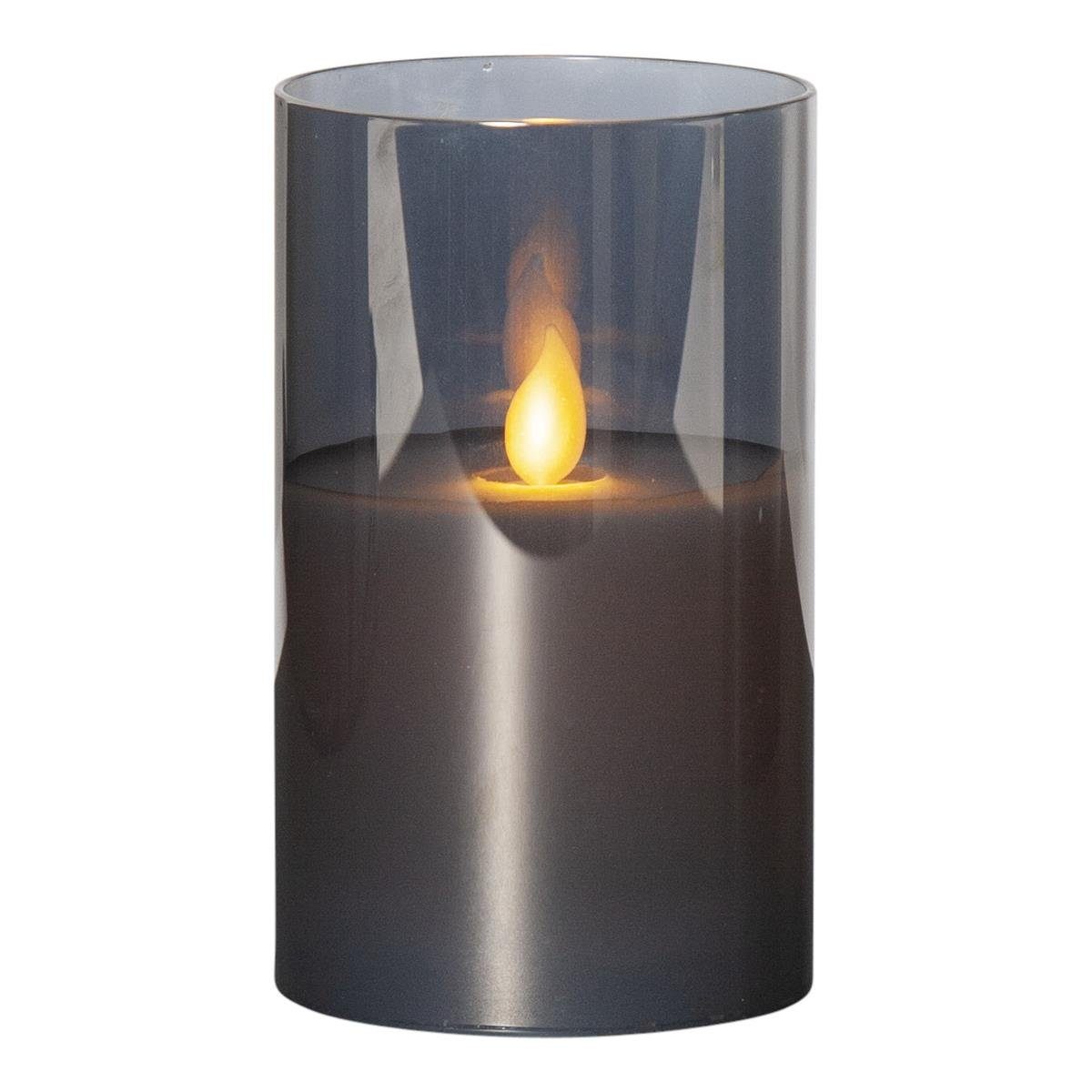 STAR TRADING LED-Kerze »LED Kerze Windlicht im Glas Echtwachs flackernde  Flamme Timer 12,5cm grau« online kaufen | OTTO