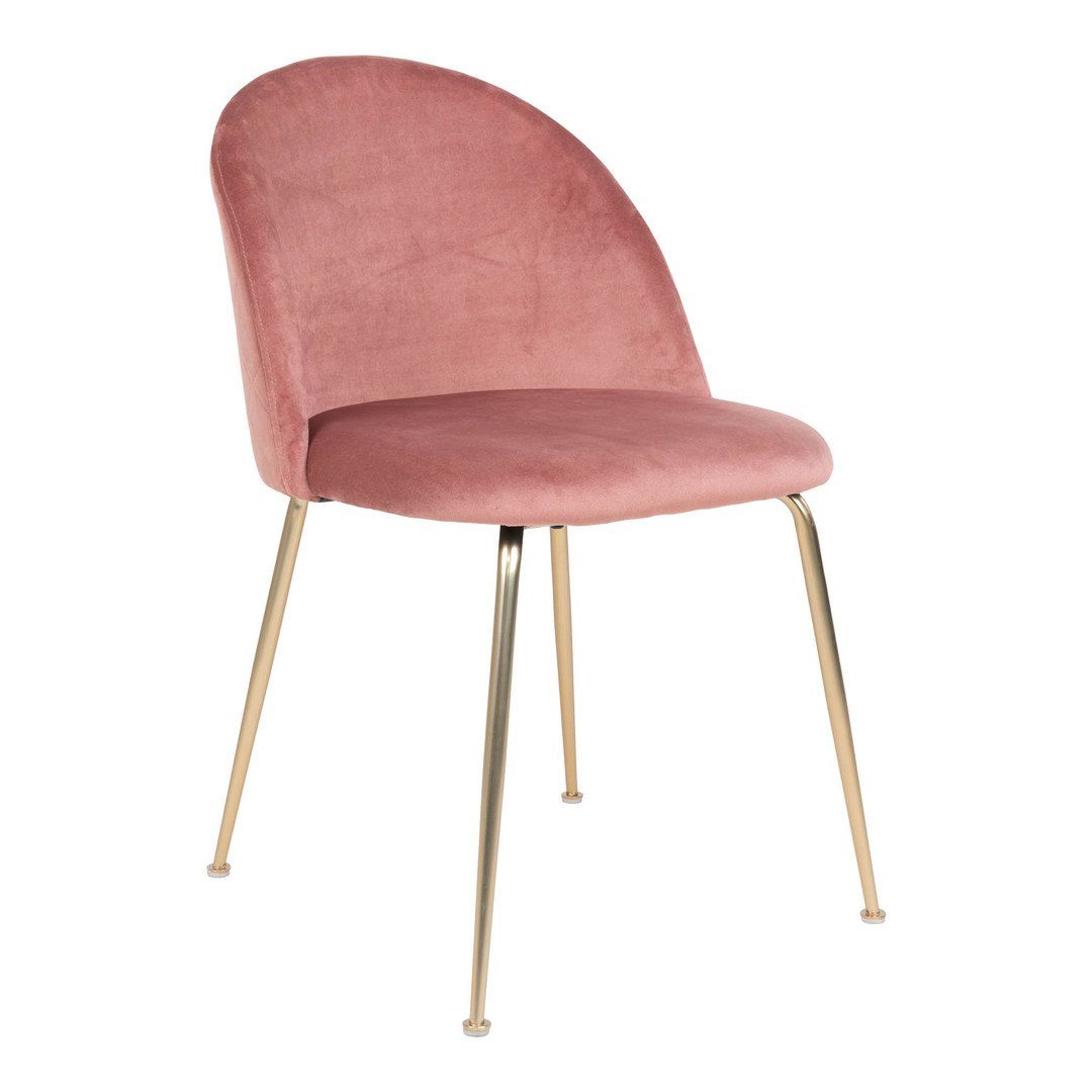 House Nordic Esszimmerstuhl Geneve Dining Chair – Esszimmerstuhl aus Samt, rosa mit Beinen in M...