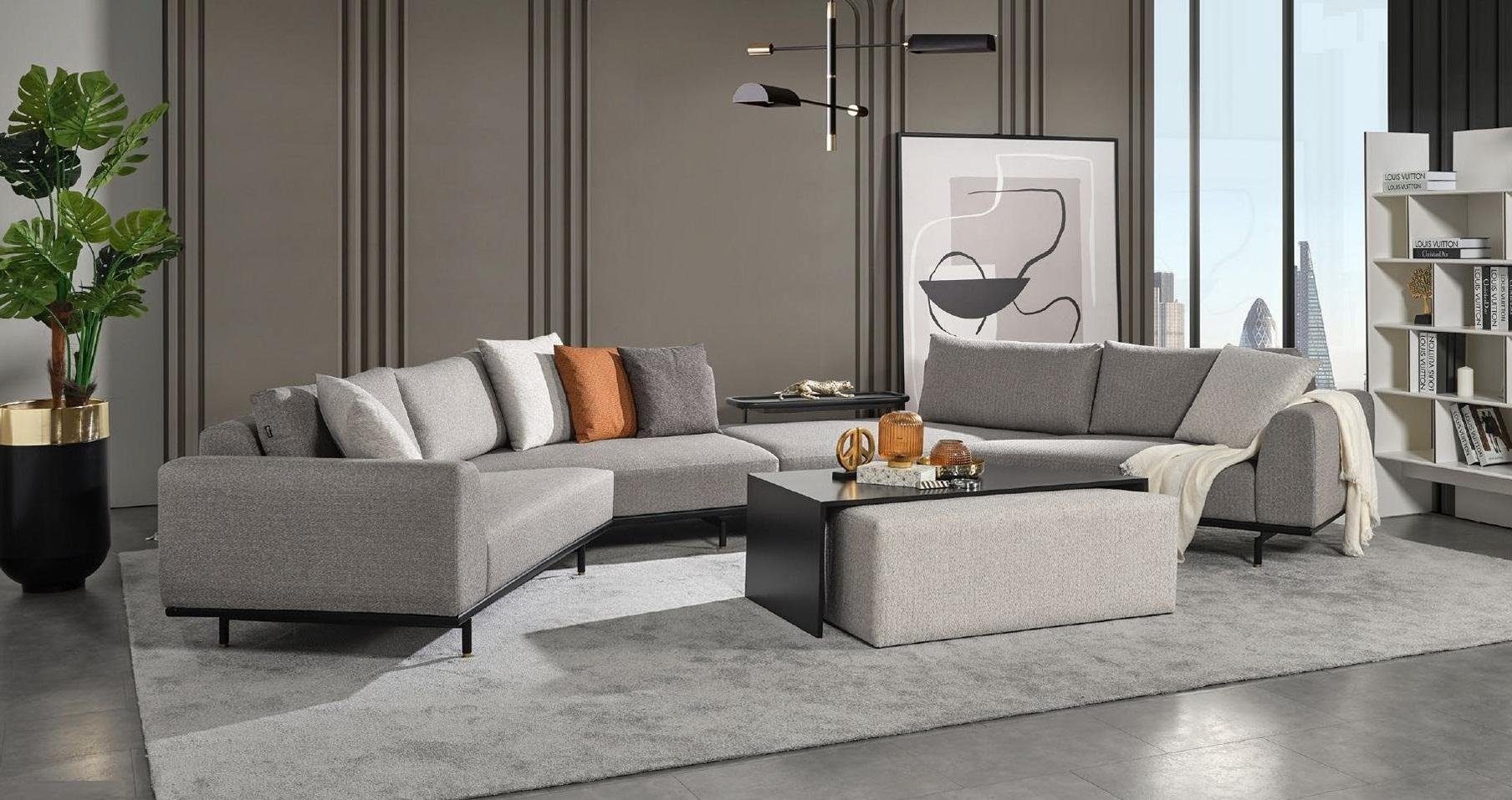 JVmoebel Ecksofa, Ecksofa Sofa Couch Textil Wohnlandschaft Luxus Moebel U Form