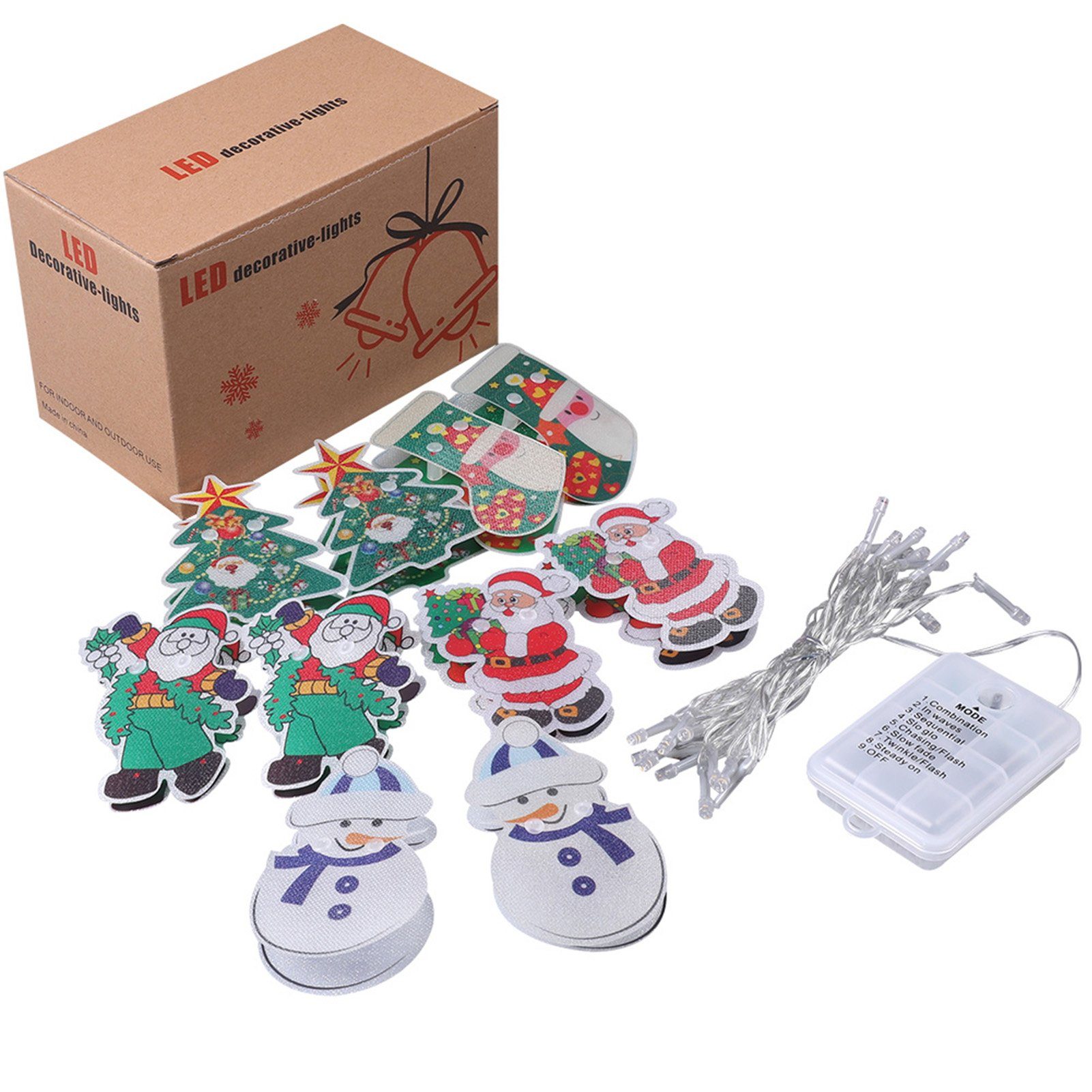 Rosnek LED-Lichterkette Weihnachtsmann, Schneemann, für Weihnachtsbaum Garten Haus Deko