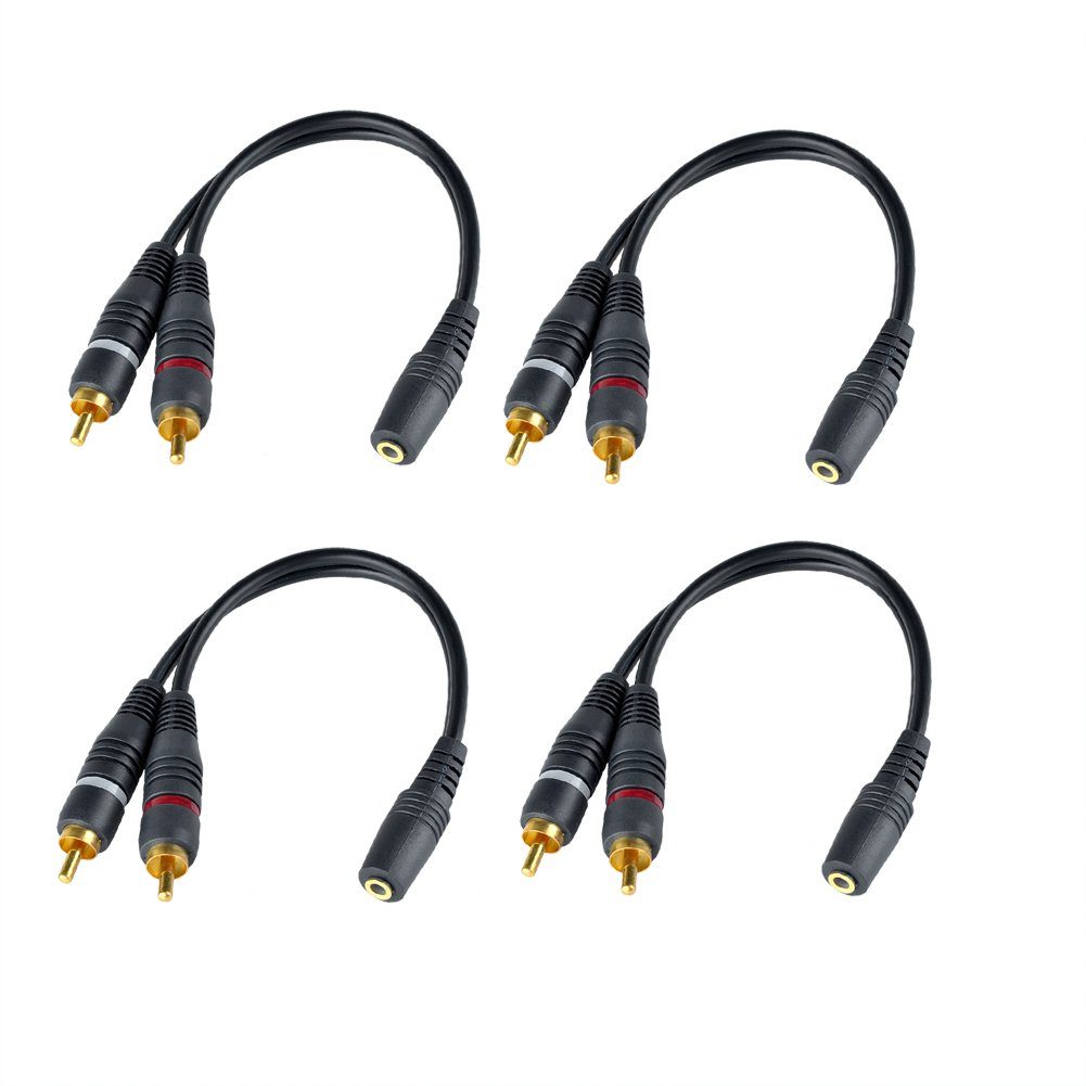 euroharry Audio 3,5mm -Buchse auf Dual-Cinch-Stecker 20cm Audiokabel-Adapter Adapter