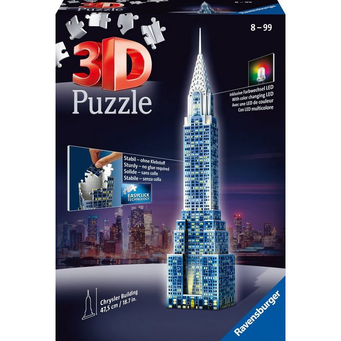 Ravensburger 3D-Puzzle »Chrysler Building« 216 Puzzleteile mit Leuchtmodul inkl. LEDs; FSC® - schützt Wald - weltweit