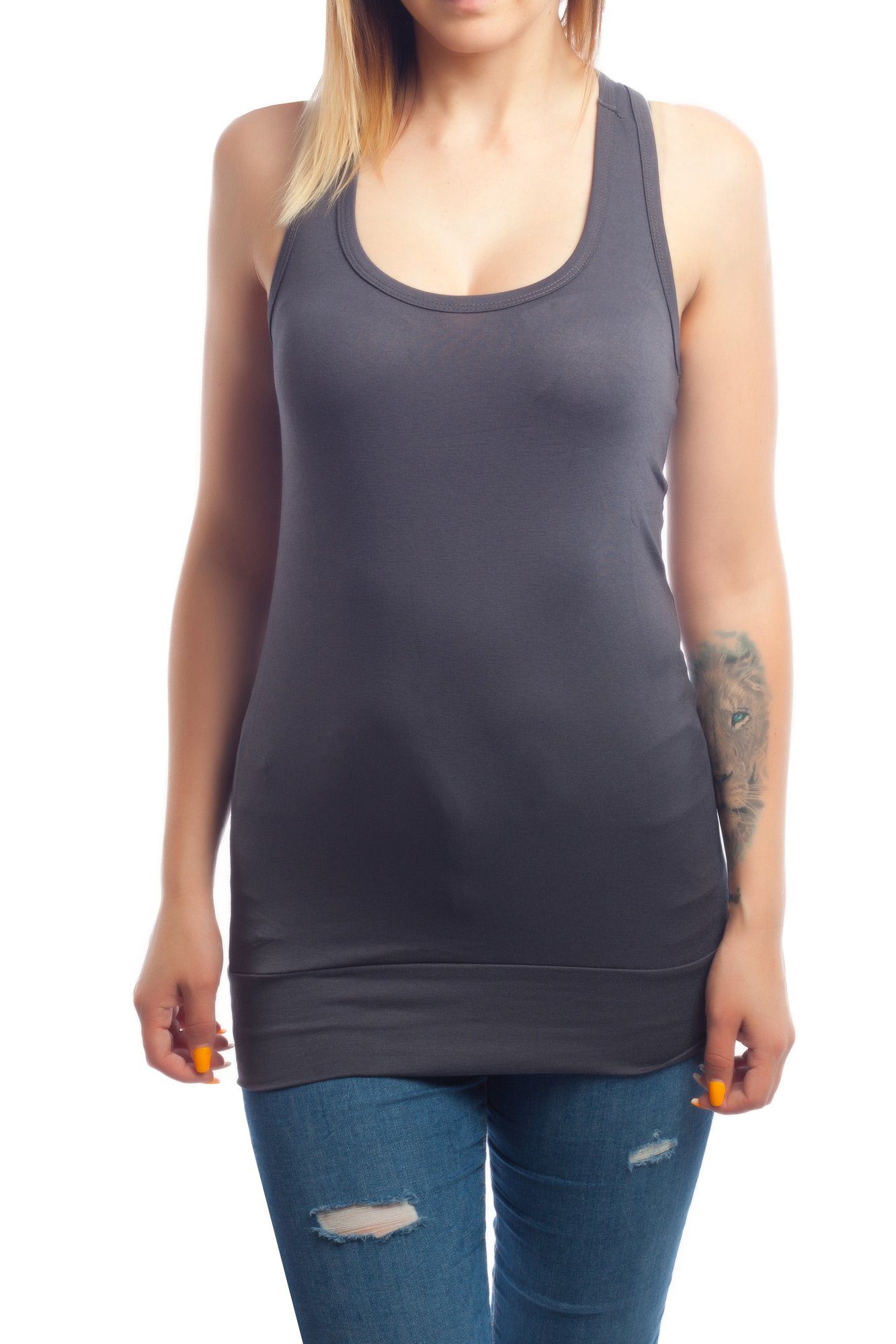Bongual Ringertop Damen Tanktop Trägertop Sommertop Ringerrücken
