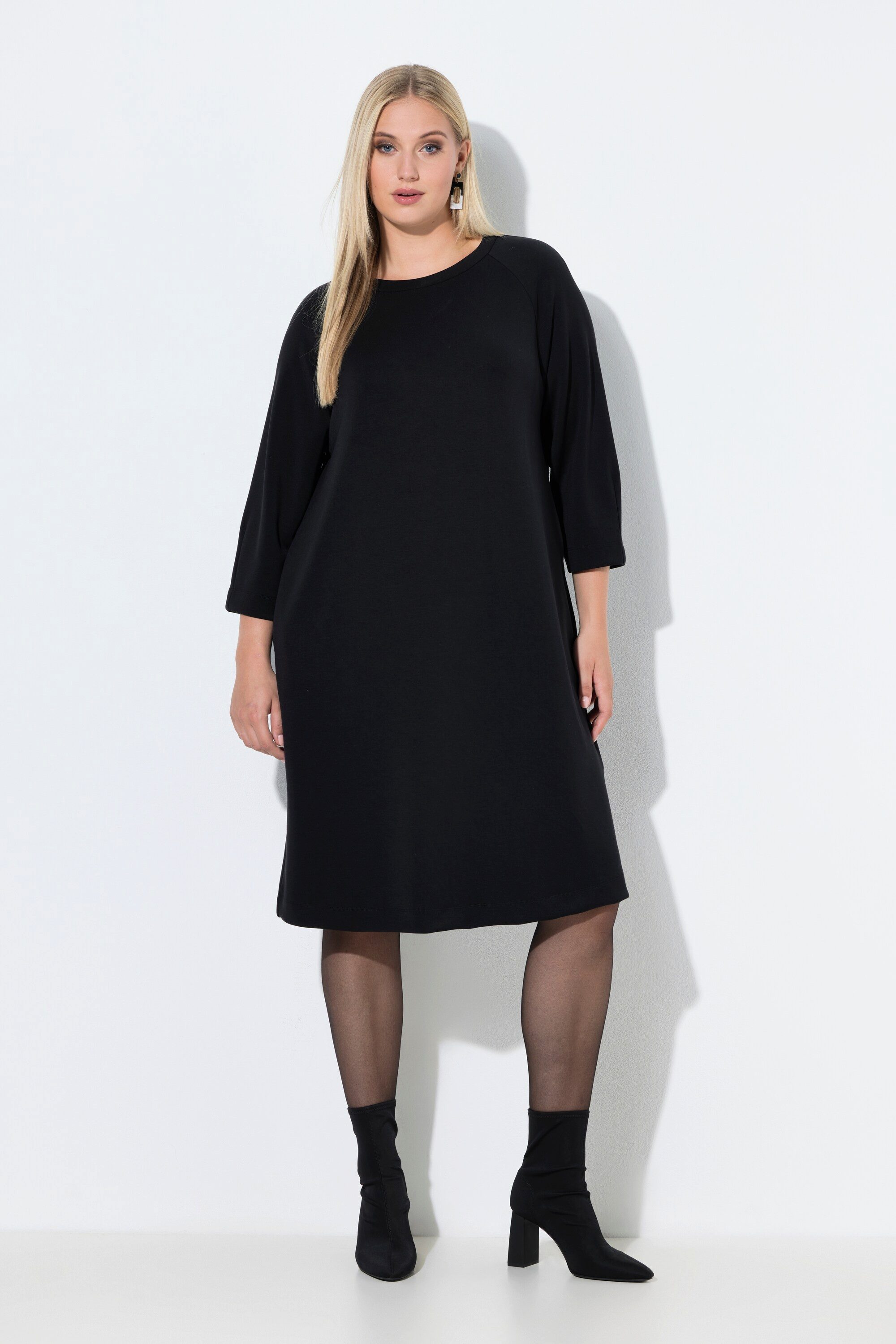 Minikleid Sweatkleid A-Linie Rundhals 3/4-Arm Modalmix