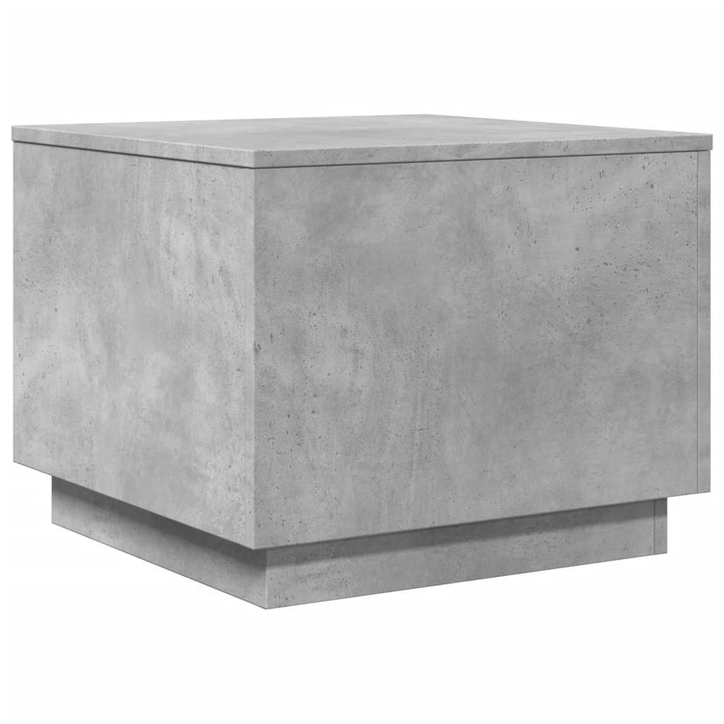 vidaXL Couchtisch Couchtisch mit LED-Leuchten Betongrau 50x50x40 cm (1-St)