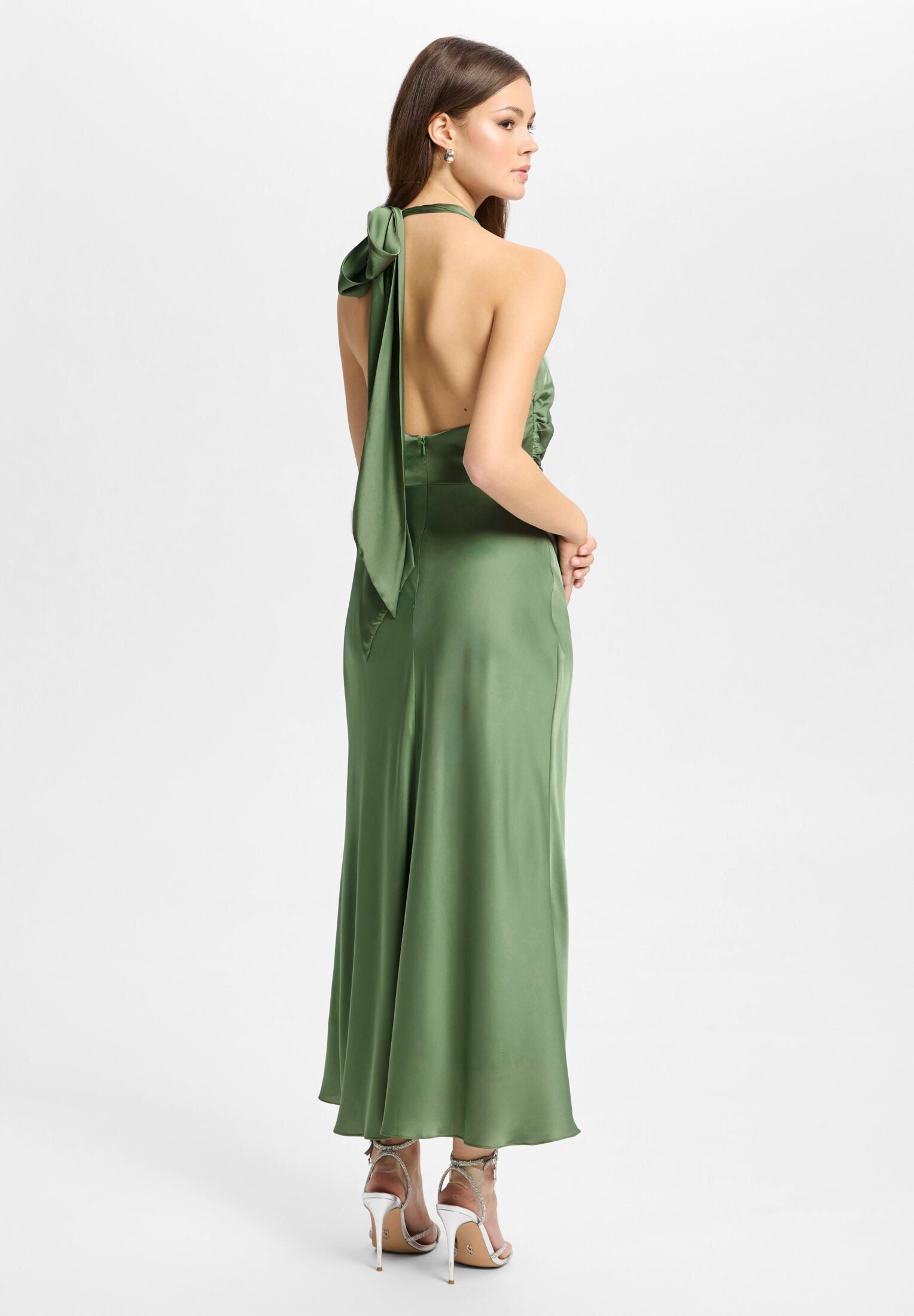Hey Kyla Cocktailkleid - Midikleid aus Satin mit Rückenausschnitt Figurbetonte Passform