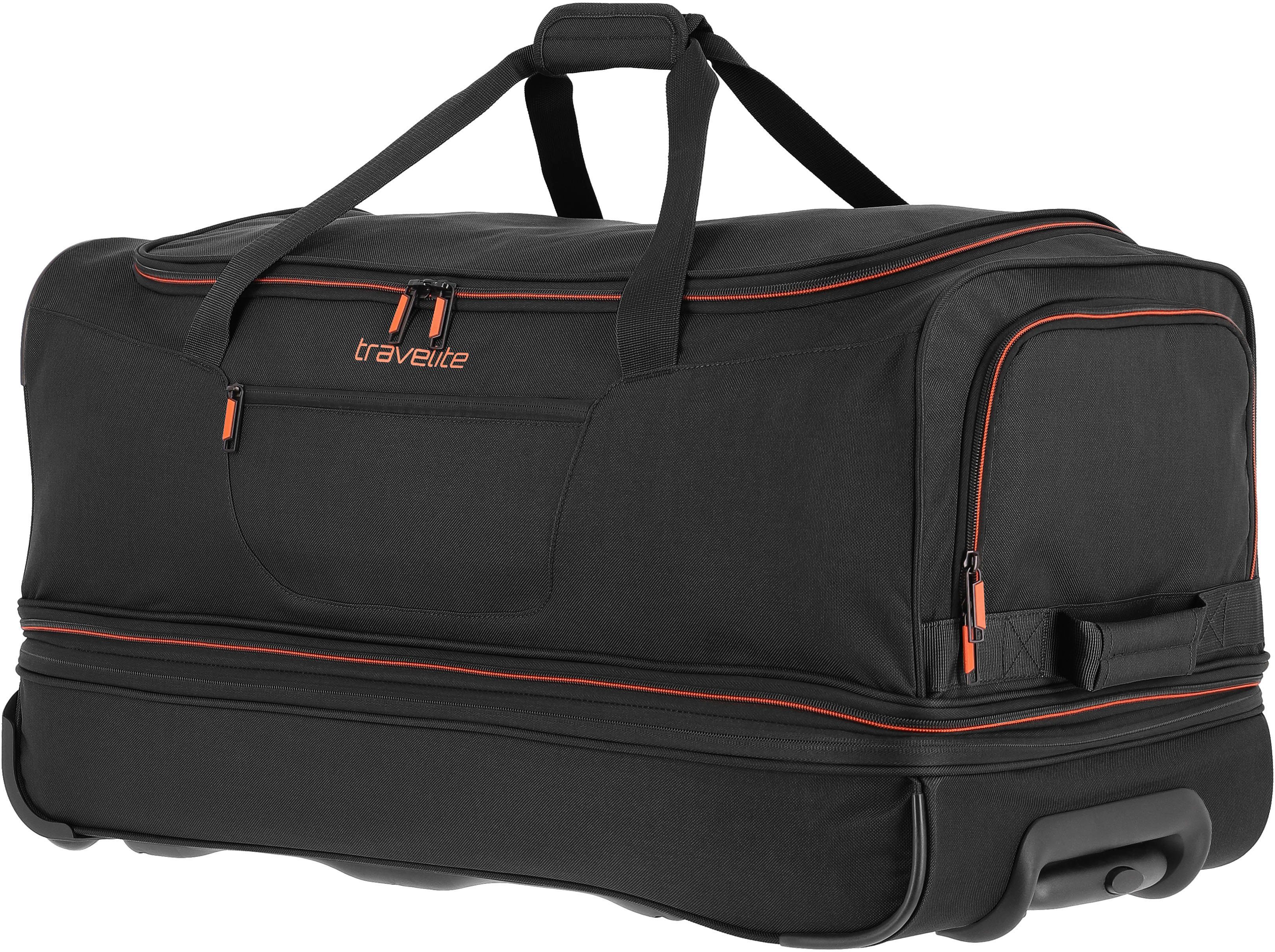 Reisetasche Basics, Trolleyfunktion und schwarz-blau 70 travelite Volumenerweiterung cm, mit