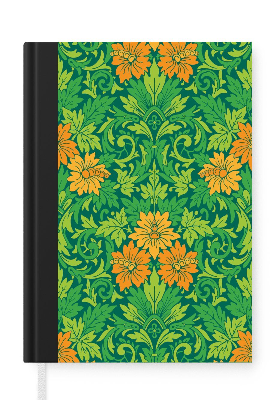 MuchoWow Notizbuch Blätter - Blumen - Boho - Muster, Journal, Merkzettel, Tagebuch, Notizheft, A5, 98 Seiten, Haushaltsbuch