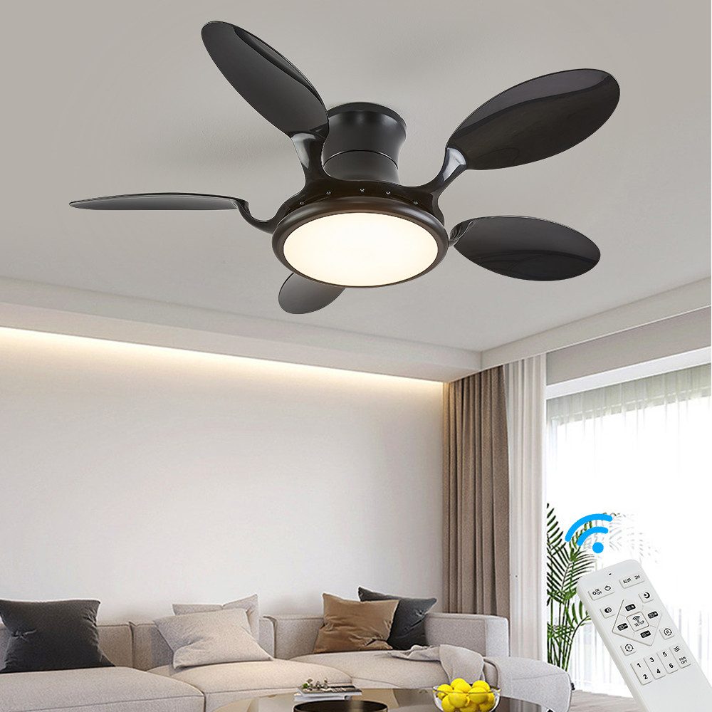 Eurohandisplay Deckenventilator Deckenventilator LED Beleuchtung 6 Geschwindigkeiten timer 2 Stunden, Lichtfarbe und Helligkeit stufenlos einstellbar