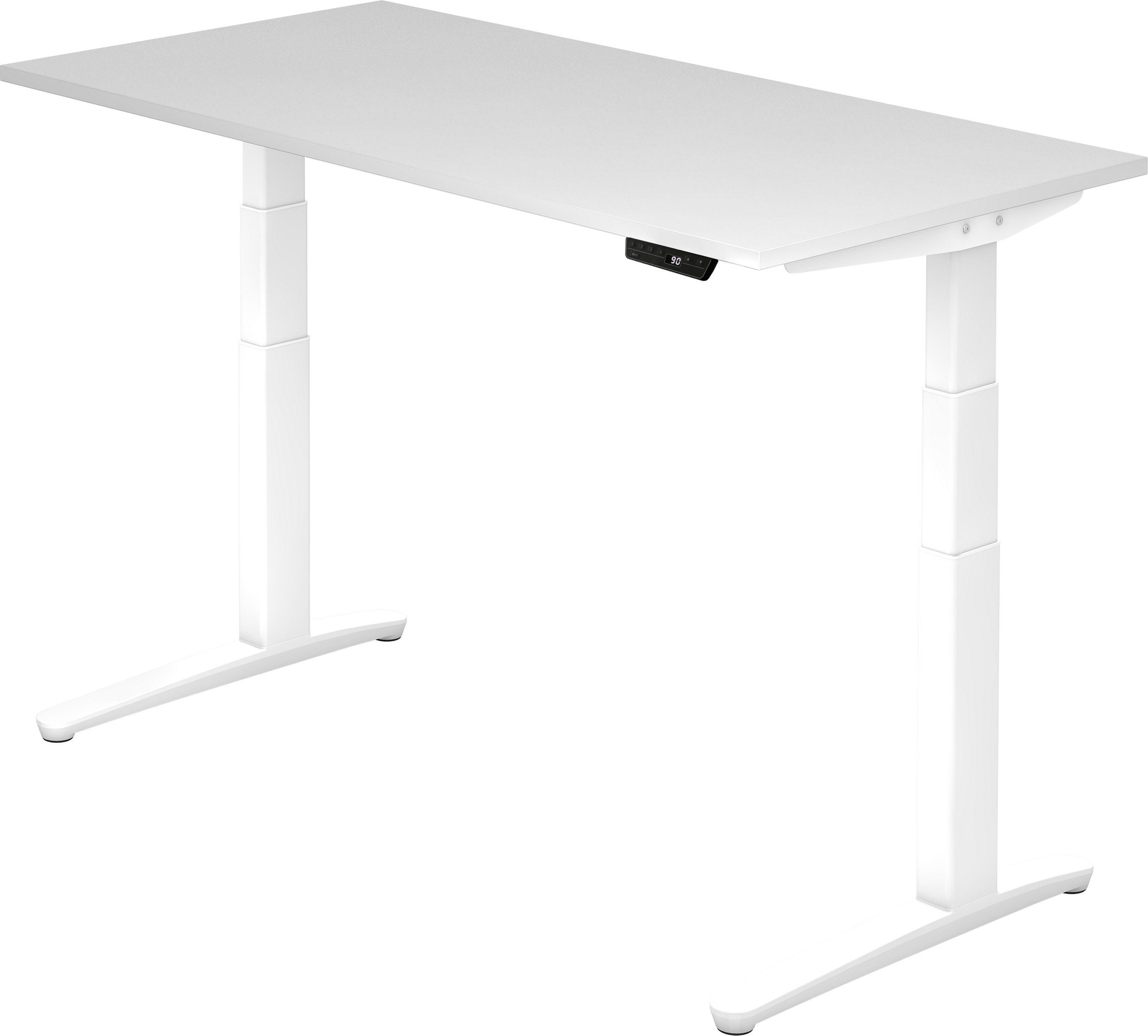 bümö Schreibtisch Schreibtisch elektrisch XBHM, Rechteck: 160 x 80 cm - Dekor: Weiß - Gestell: Weiß