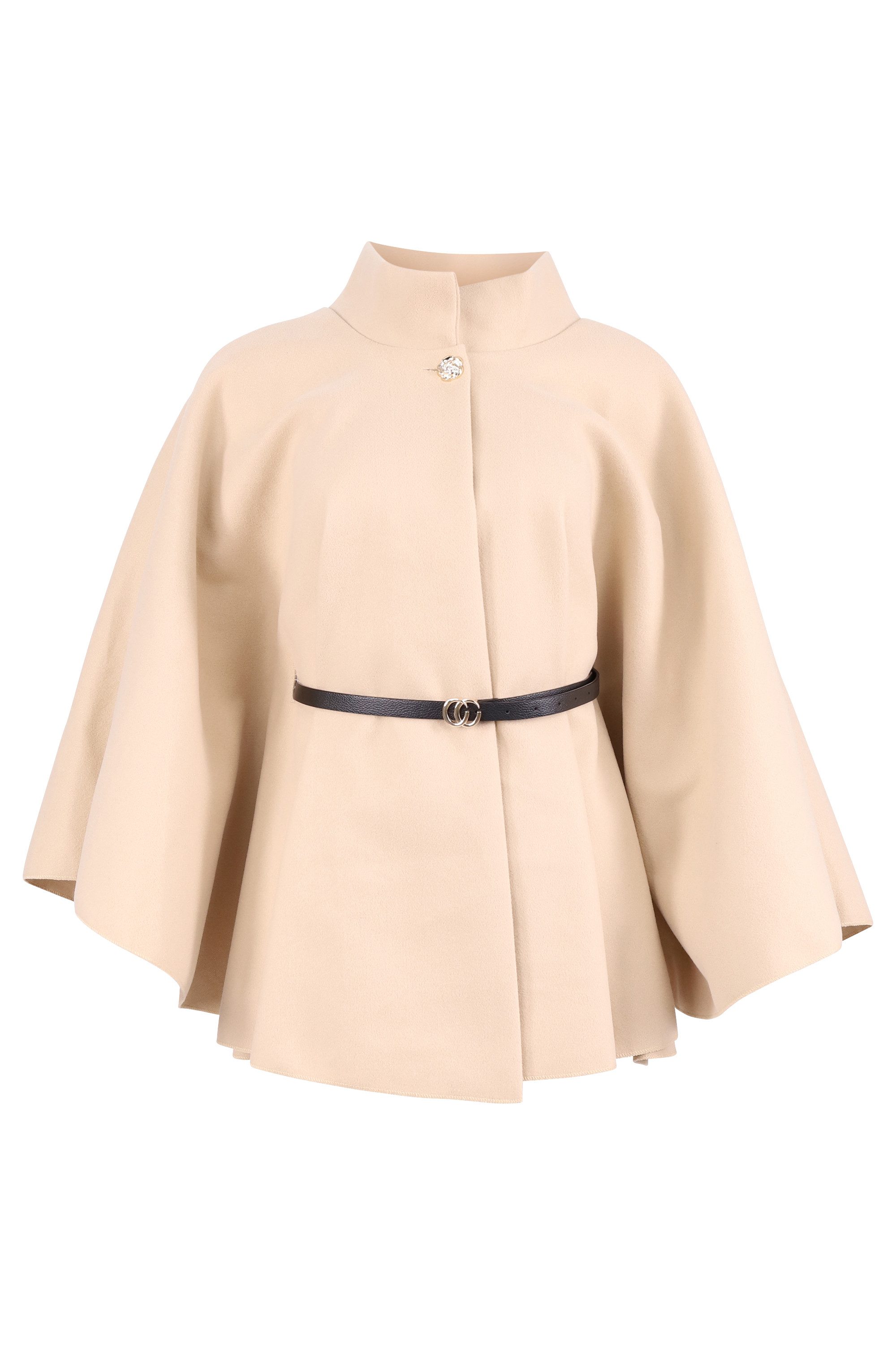 malito more than fashion Kurzmantel 4570 eleganter Cape-Poncho mit Gürtel Einheitsgröße