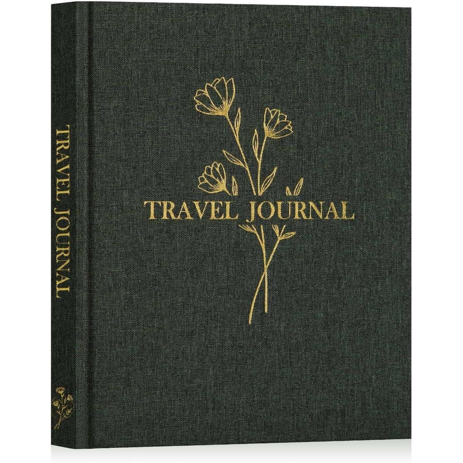 LuxusKollektion Fotoalbum Reisetagebuch Notizbuch Reisejournal 110 Seiten Leinen Englisch Grün