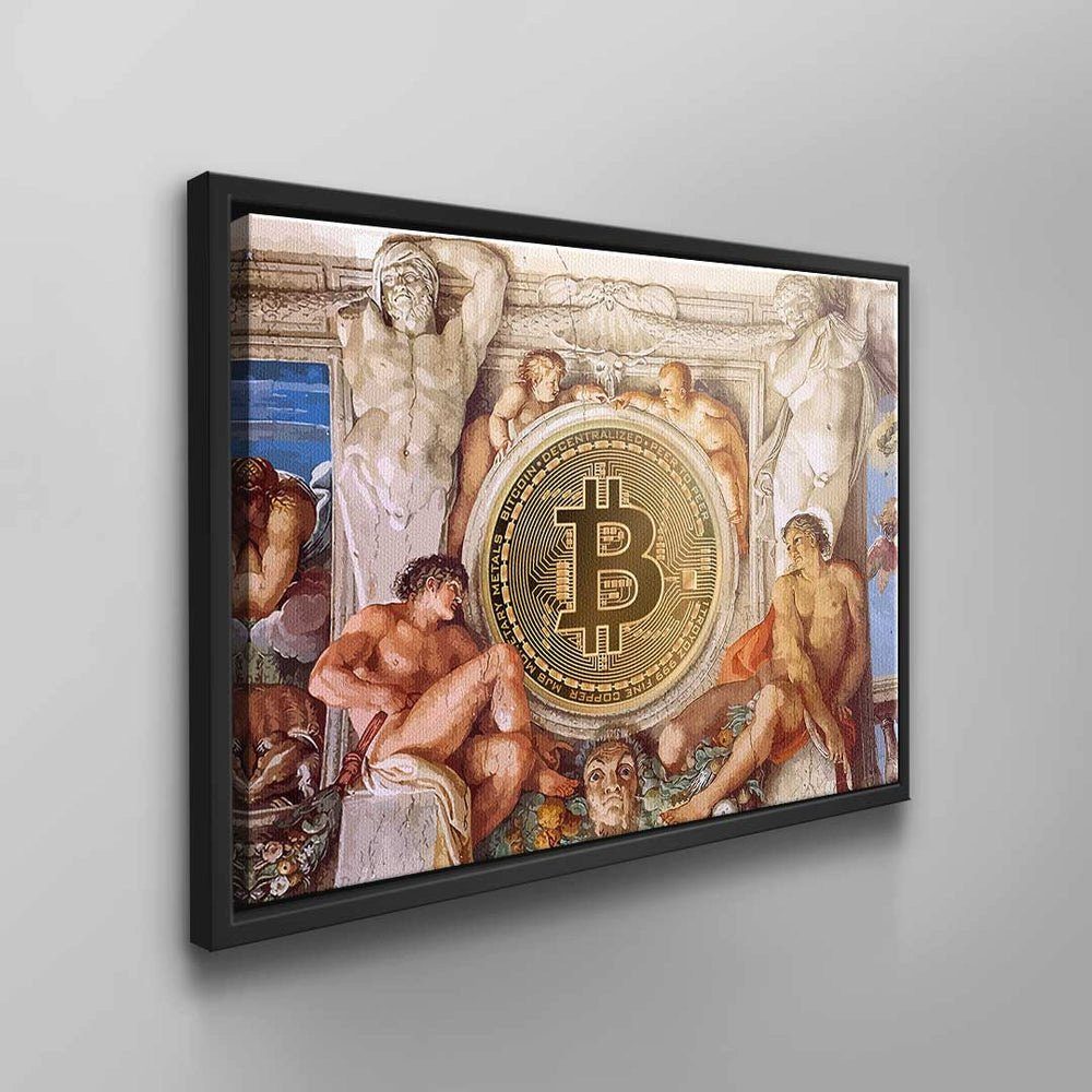 Motivation Bitcoin alter Gott ohne weiß Rahmen Bitcoin Wandbild museum History, Leinwandbild Geschichte braun DOTCOMCANVAS®