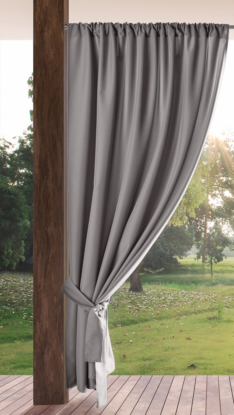 Eurofirany Outdoorvorhang GARDEN, wasserdichter Terrassenvorhang (1 St), Stangendurchzug, Lichtschutz, Polyester, für Pavillon, Pergola & Balkon, wetterfest, UV-Schutz