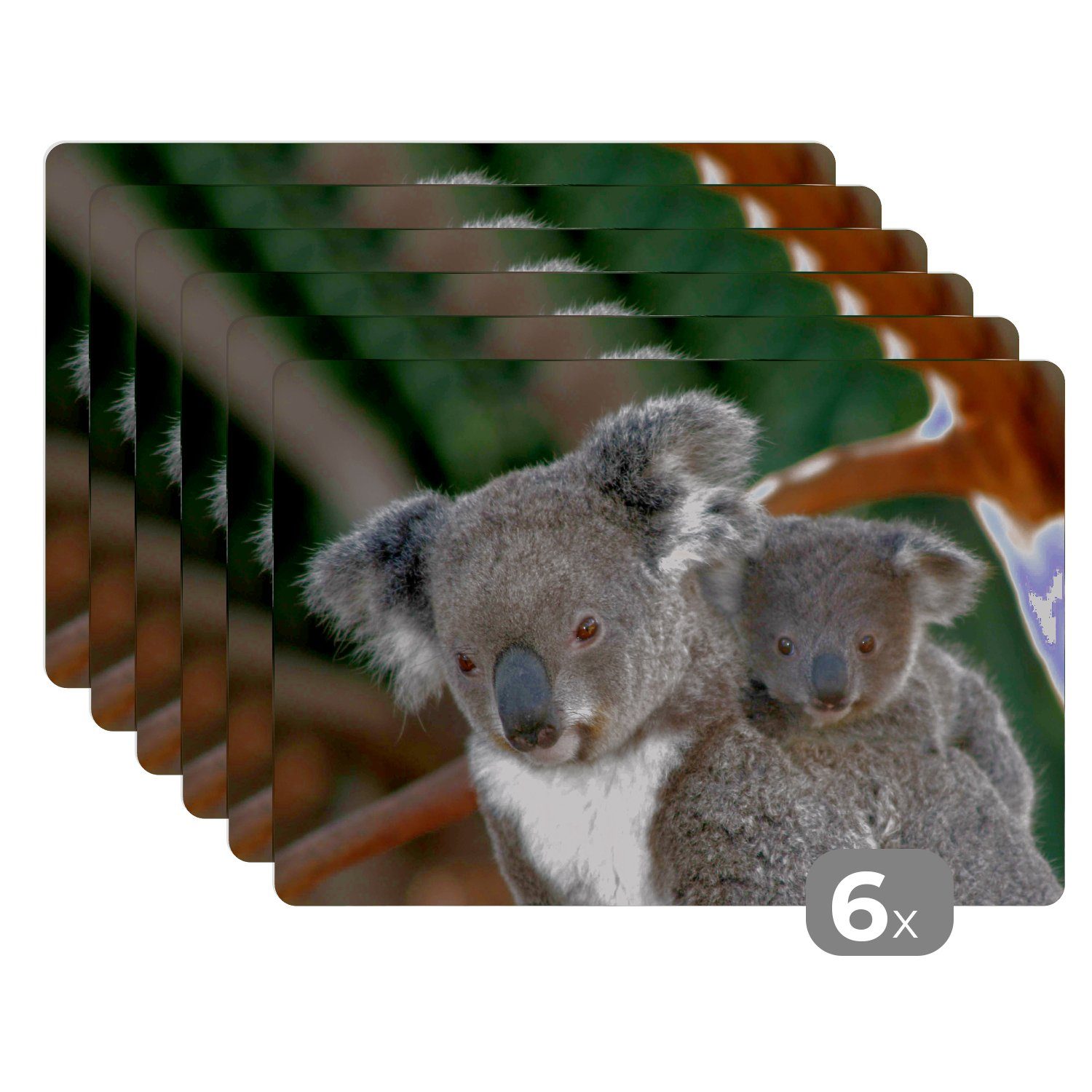 Platzset, Koalas - Vater - Kind - Jungen - Mädchen, MuchoWow, (6-St), Platzset, Platzdecken, Platzmatte, Tischmatten, Schmutzabweisend