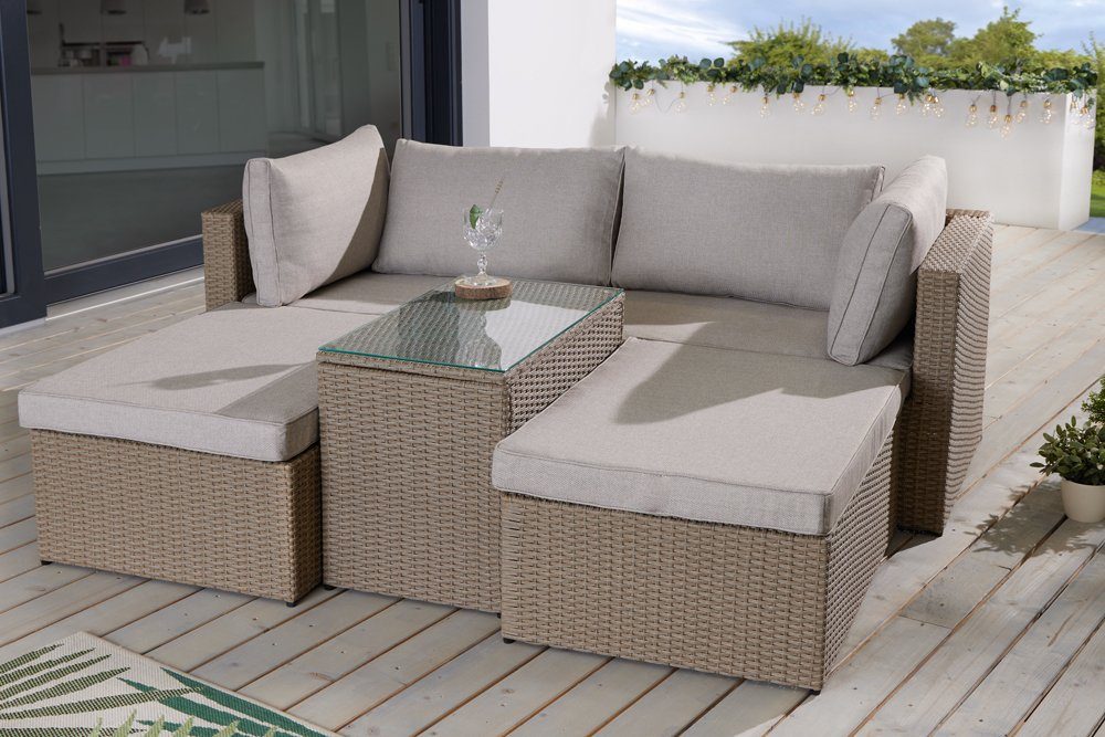 riess-ambiente Loungeset XXL MODULAR natur - Polyrattan, UV-beständig, Sess günstig online kaufen