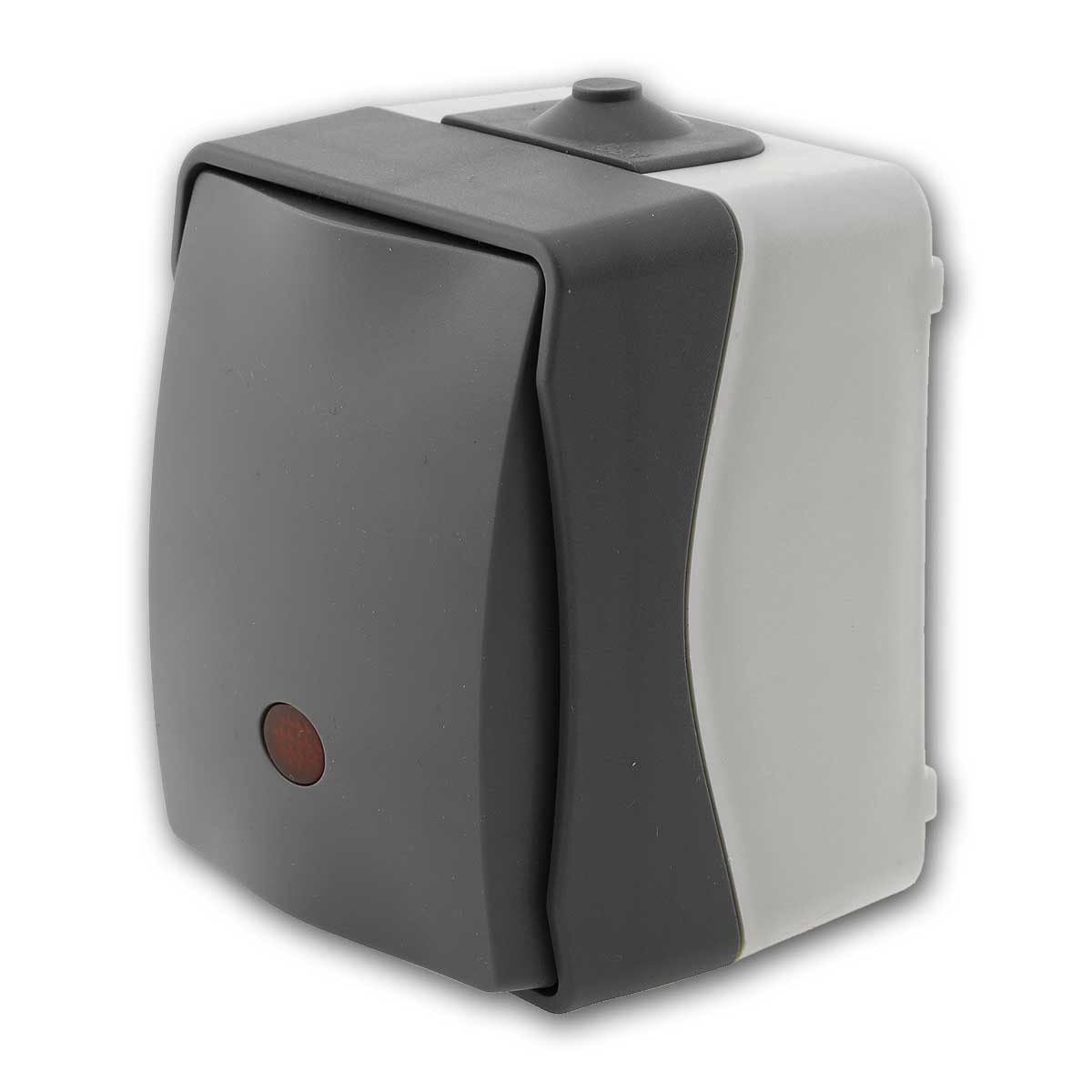 ChiliTec Lichtschalter NUQUI Feuchtraum Schalter mit LED P54 Aufputz 250V