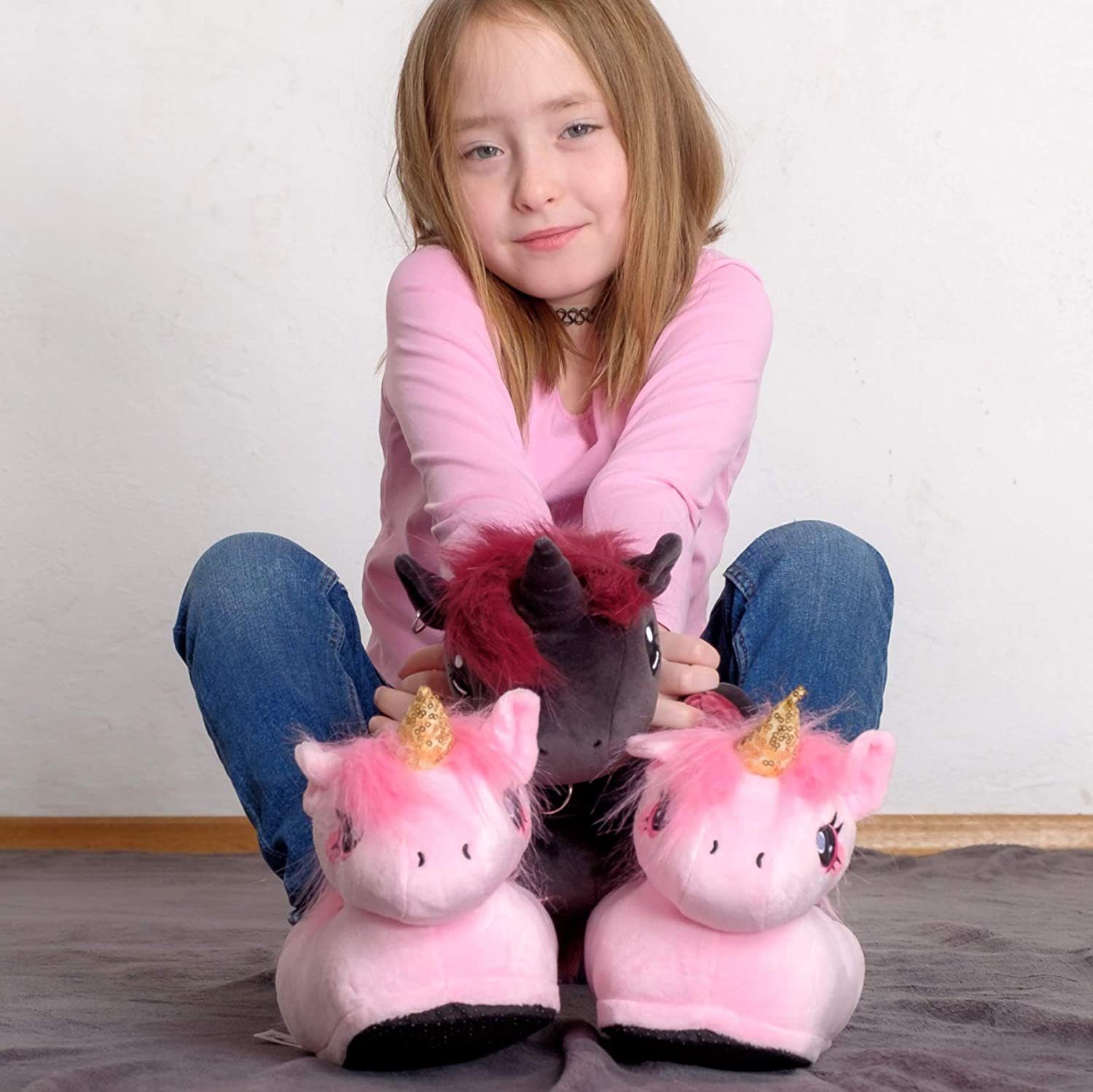 Faultier, cm Koala, Einhorn, Einhorn für Pinguin Kinder Corimori Hausschuhe Drache, Fuchs, Pantoffeln 25-33,5 "Rose" uvm das (rosa) Hase, Tier Hund, Einheitsgröße Plüsch