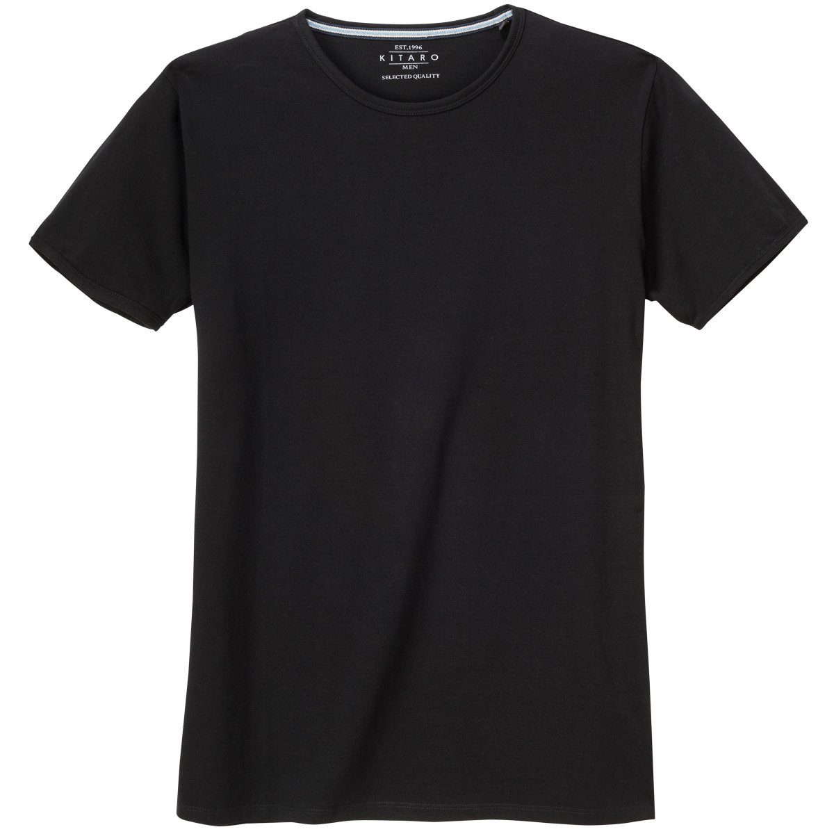 Herren Shirts Kitaro Rundhalsshirt Übergrößen Basic T-Shirt schwarz Stretch Kitaro