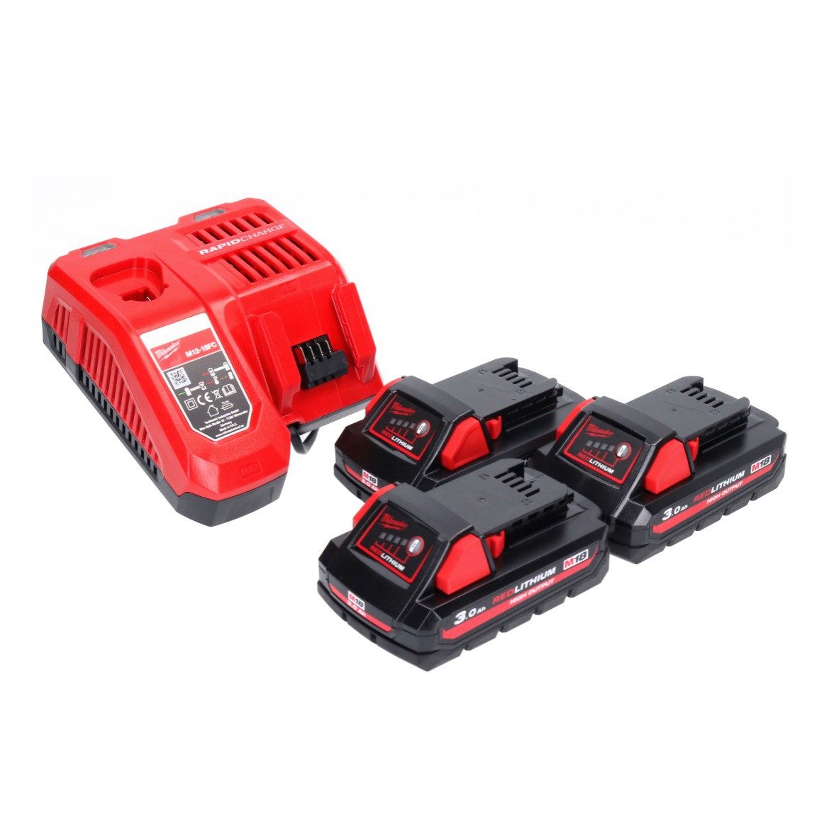 Milwaukee M18 NRG-303 Akku Starter Set High Output 3x 18 V 3,0 Ah / 3000 mAh Akkupacks