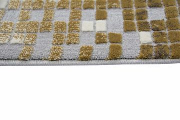 Teppich Designer Teppich Wohnzimmer Kurzflor Kariert in Senfgelb Creme, Teppich-Traum, rechteckig, Höhe: 13 mm