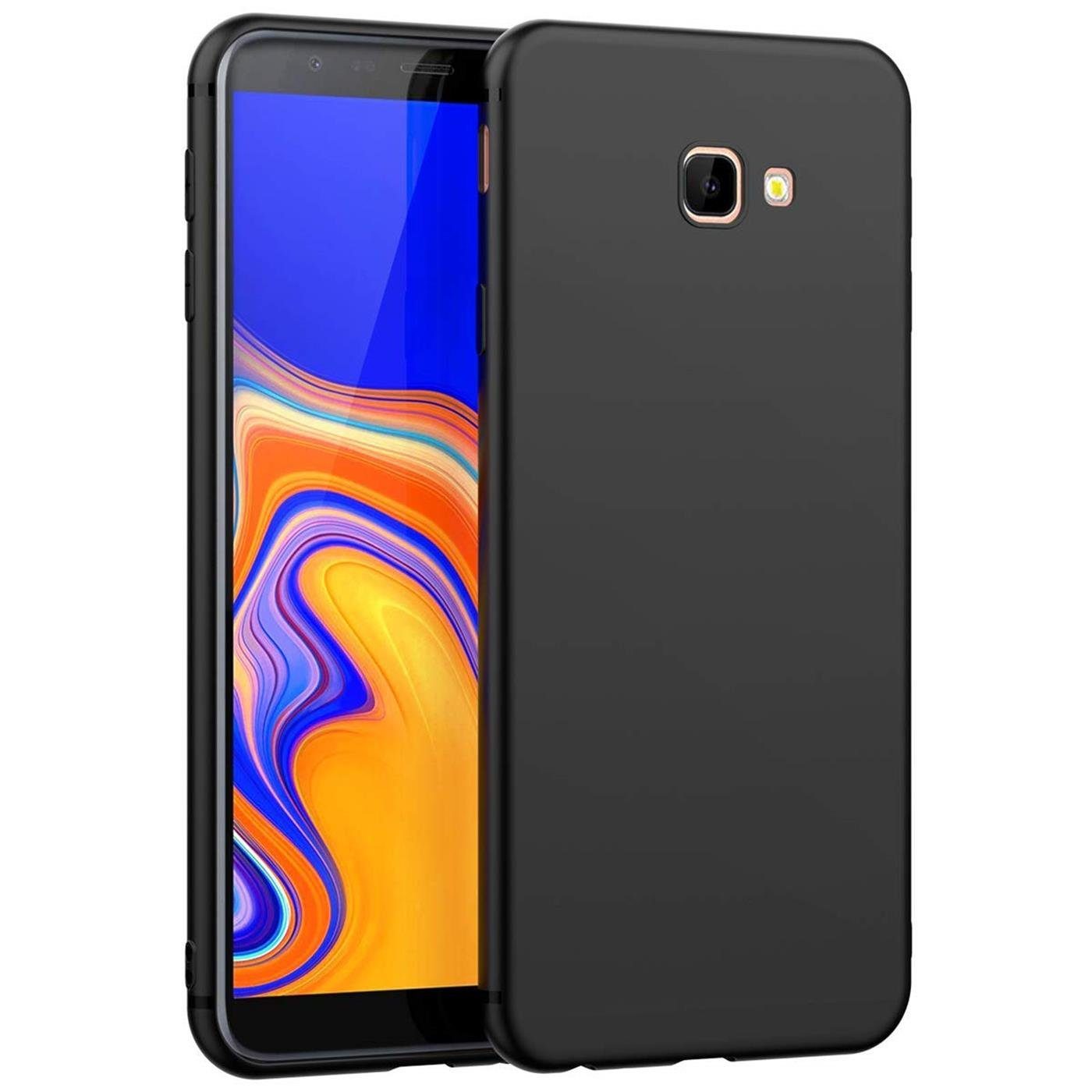 CoolGadget Handyhülle Black Series Handy Hülle für Samsung Galaxy J4 Plus 6 Zoll, Edle Silikon Schlicht Robust Schutzhülle für Samsung J4 Plus Hülle