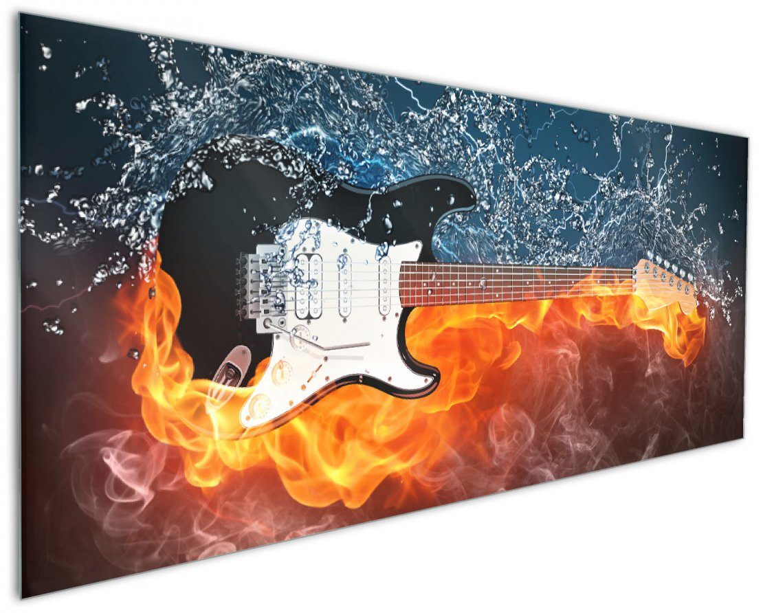 Wallario Küchenrückwand (1-tlg) Feuer-Wasser-Gitarre,