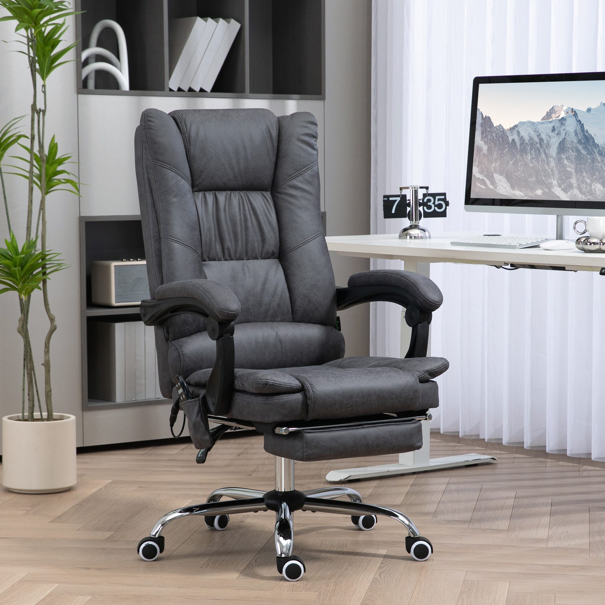 Vinsetto Schreibtischstuhl Bürostuhl mit Vibrationsmassage, Ergonomischer Chefsessel (PC Stuhl, 1 St), Höhenverstellbar Schreibtischstuhl mit Lendenwirbelstütze, drehbar