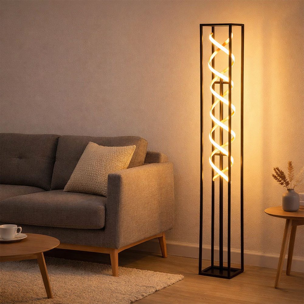 FISCHER & HONSEL LED Stehlampe, LED-Leuchtmittel fest verbaut, Warmweiß, Neutralweiß, Farbwechsel, Stehlampe Stehleuchte Touchdimmer Beistelllampe schwarz gold LED 135cm