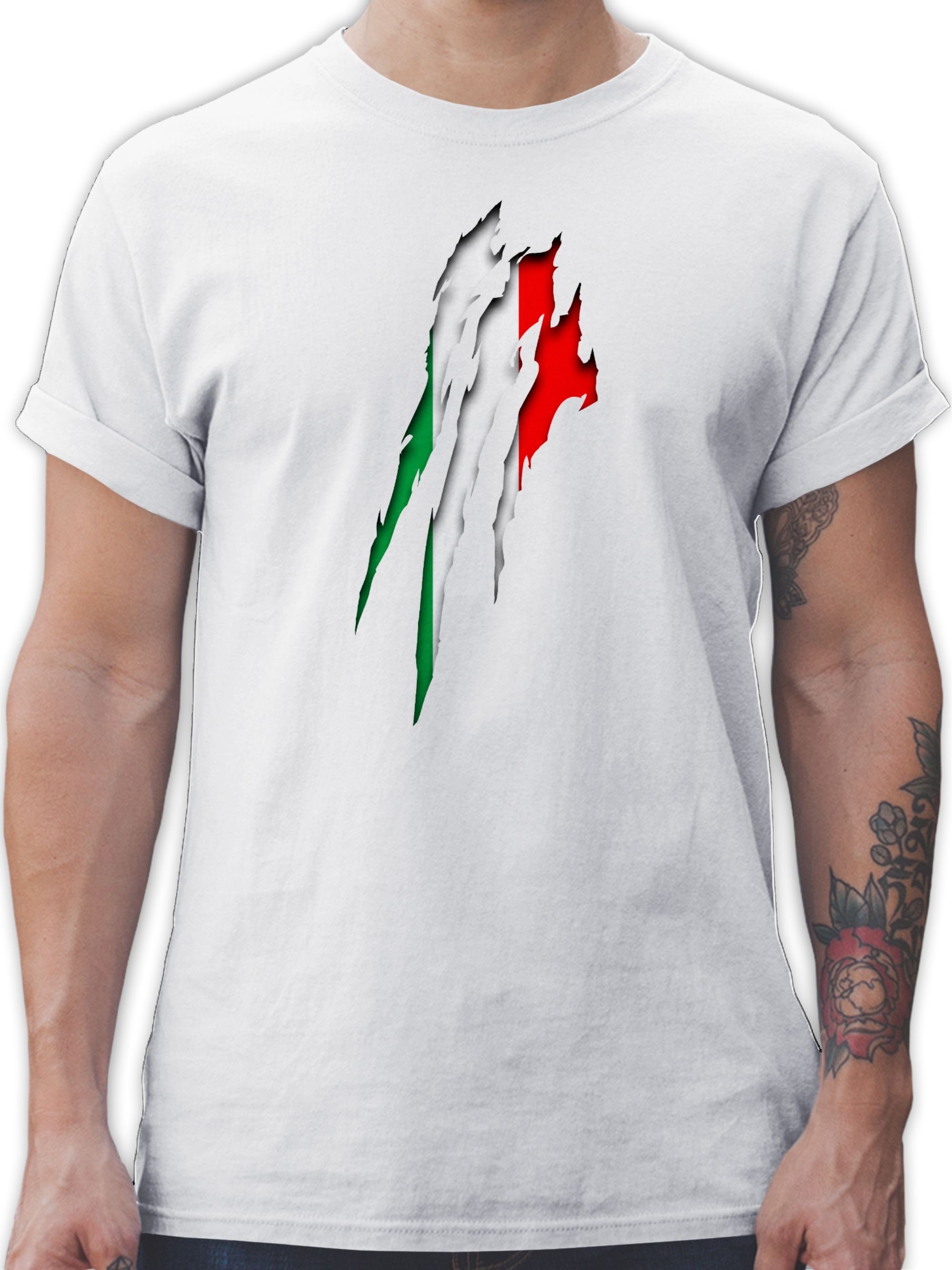 Shirtracer T-Shirt Italien Krallenspuren Länder Wappen 3 Weiß