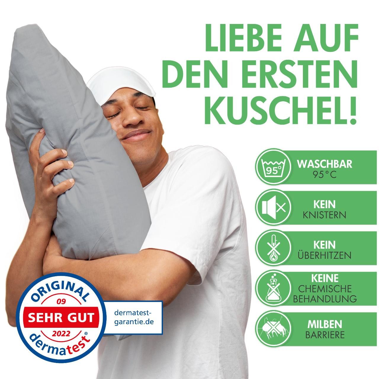 Welldora Kissenbezug für Allergiker, Milbenbezug Kissen, fachärztlich getestet, (1 Stück), Encasing gegen Milben & Bettwanzen ǀ Allergiker Bettwäsche – Bild 4 von 5