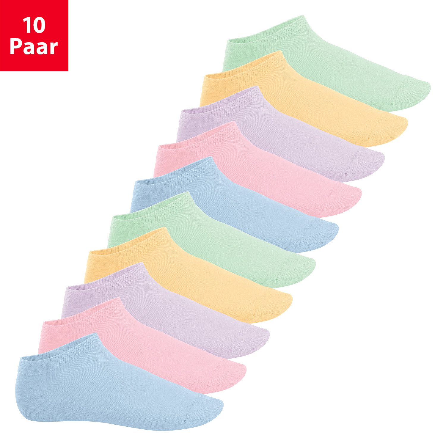 Footstar Sneakersocken EVERYDAY! 10 Paar / 20 Paar Damen & Herren Sneaker Socken (10-Paar) Perfekte Passform, angenehme Nähte, verstärke Ferse & Spitze