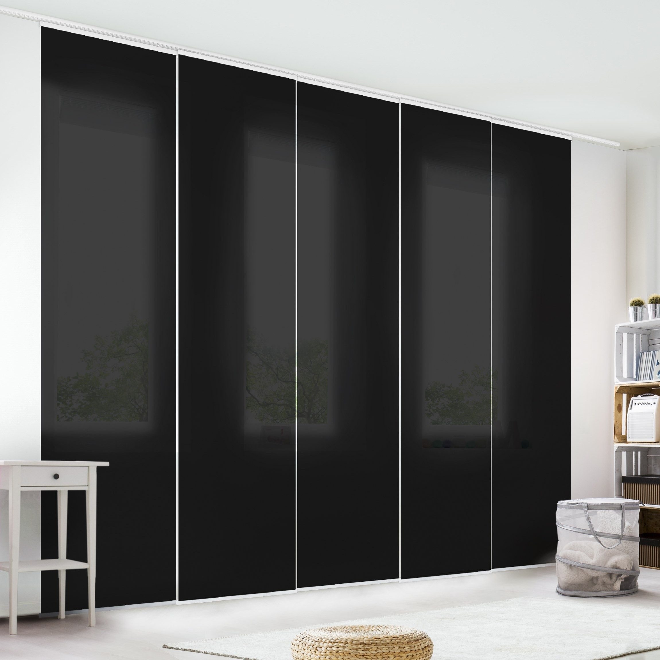 Bilderdepot24 Schiebegardine modern Flächenvorhang blickdicht Tiefschwarz, günstig online kaufen
