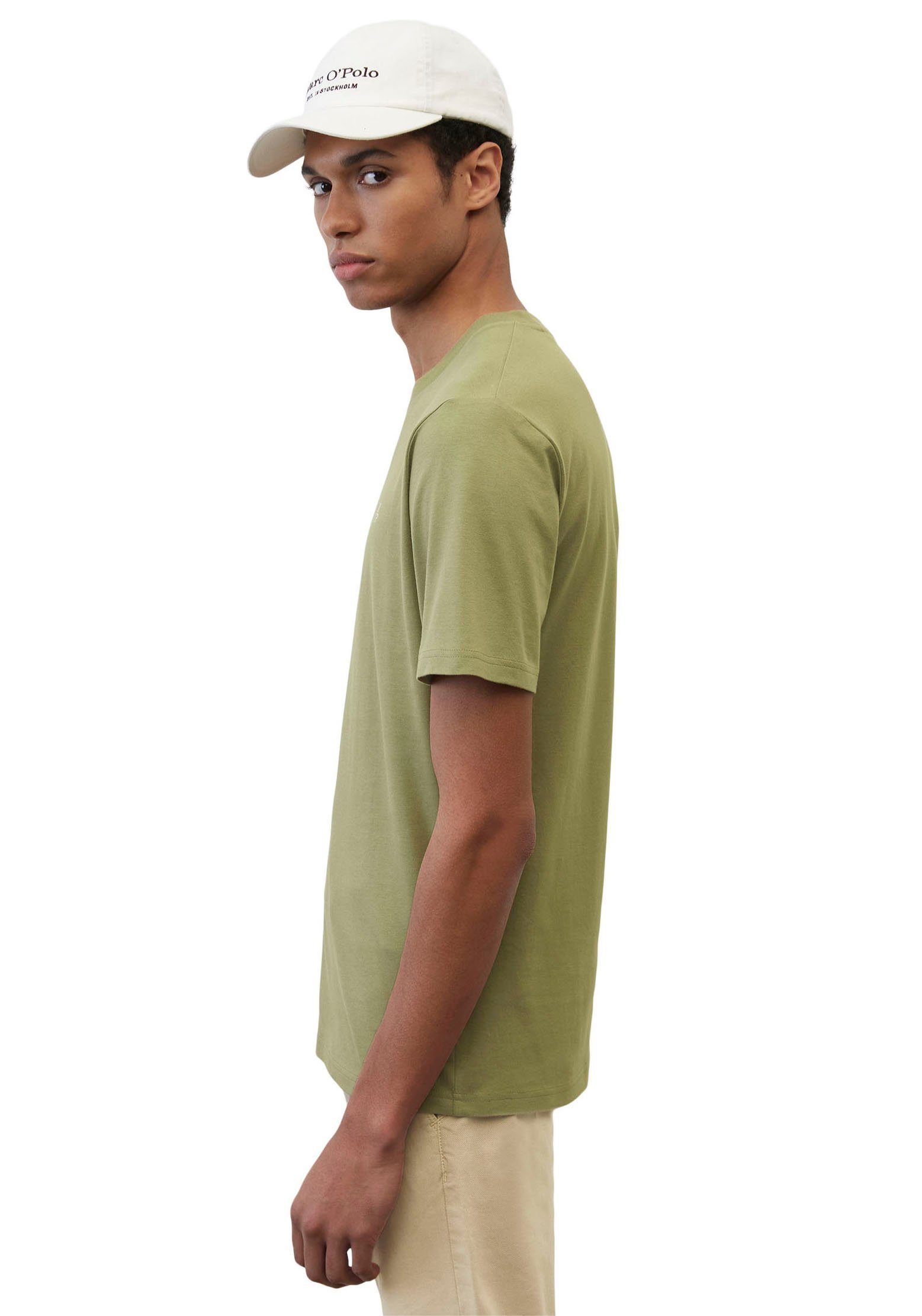 T-shirt, collar oliv sleeve, short print, logo T-Shirt Marc O'Polo ribbed