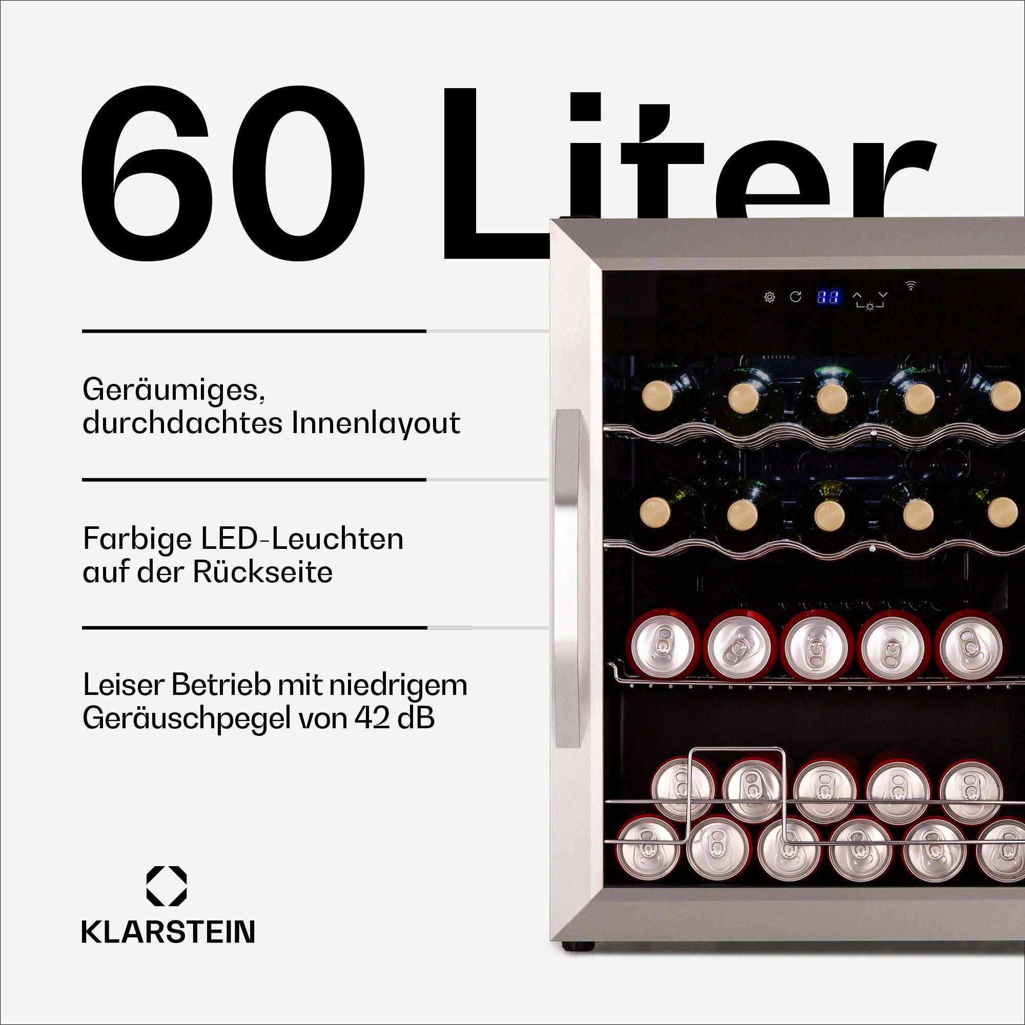 Klarstein Table Top Kühlschrank 10046570, 63.5 cm hoch, 47 cm breit, Bier Hausbar Getränkekühlschrank Hotel Mini Fridge