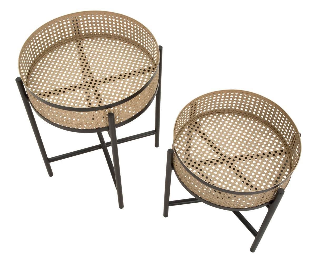 Mauro Ferretti Beistelltisch Kaffeetische 2er-Set FUJI, Wiener Geflecht, Metall (funktional)