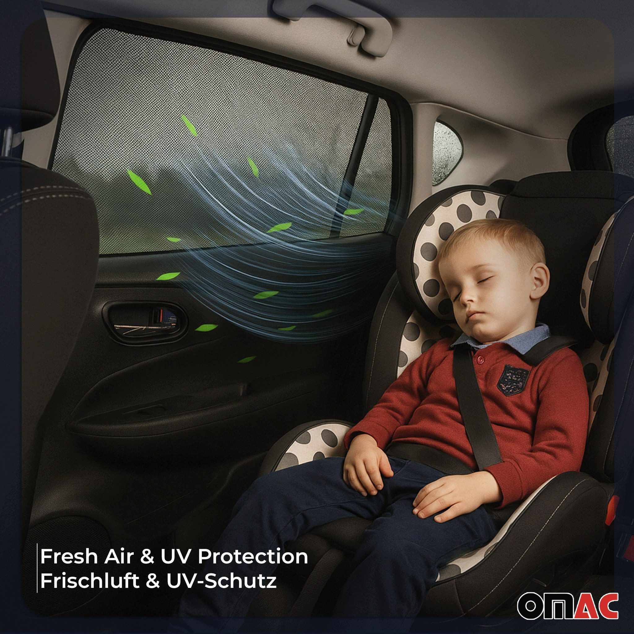 OMAC Car Sunshades for Mini Cooper 2007-2013 Rear Doors, 2-Piece Set, 60 x 3 cm, (2-Pack), Easy to Clean, Easy to Install