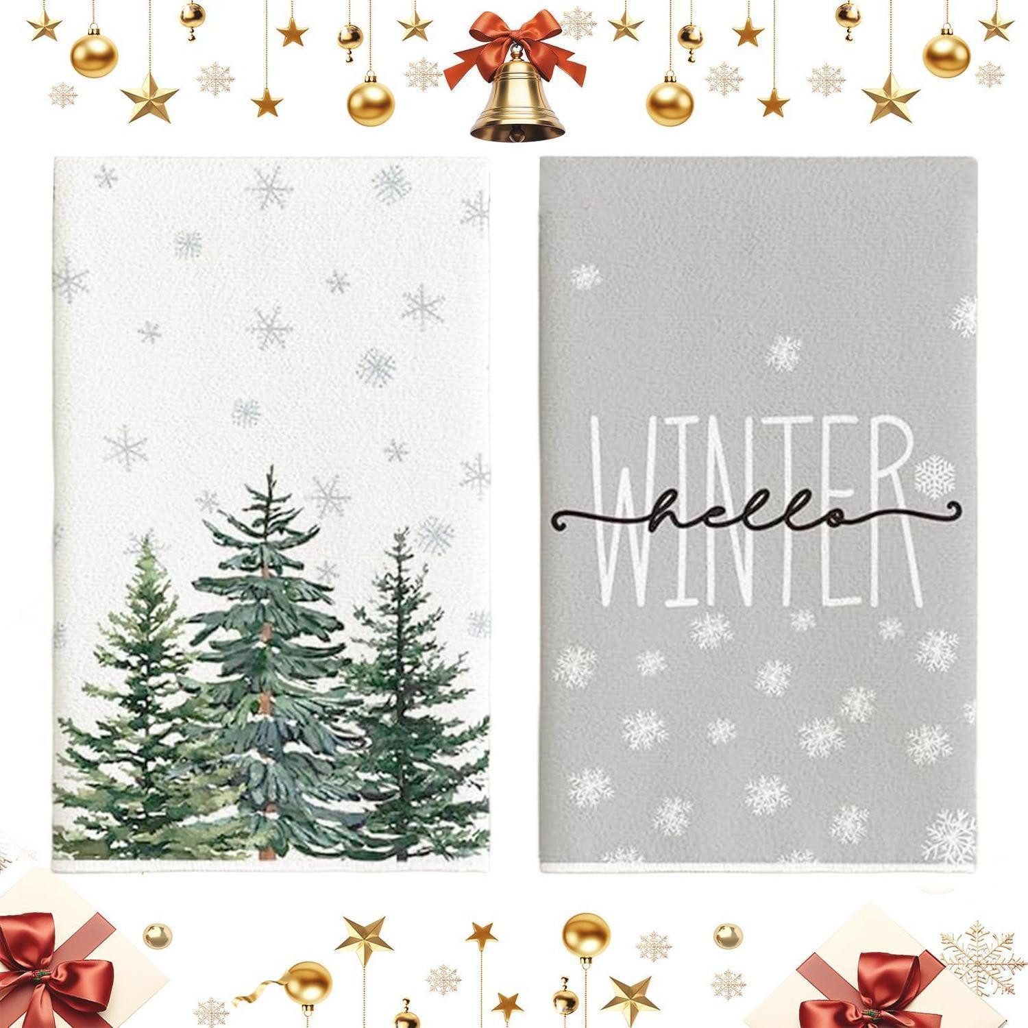 LuxusKollektion Geschirrtuch Geschirrtücher Weihnachten 2er Set Schneeflocken