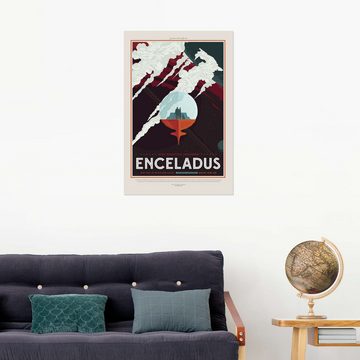 Posterlounge Wandfolie NASA, Retro Space Travel - Enceladus, Vintage Illustration