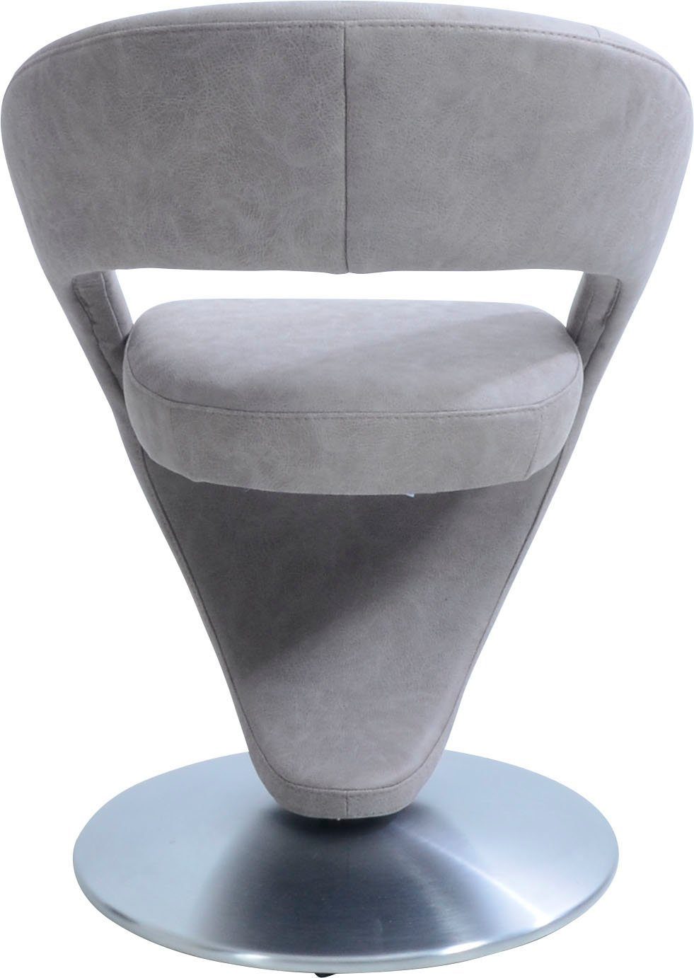 K+W Komfort & Wohnen Drehstuhl Wave, Design-Drehstuhl, Drehteller in Edelstahloptik
