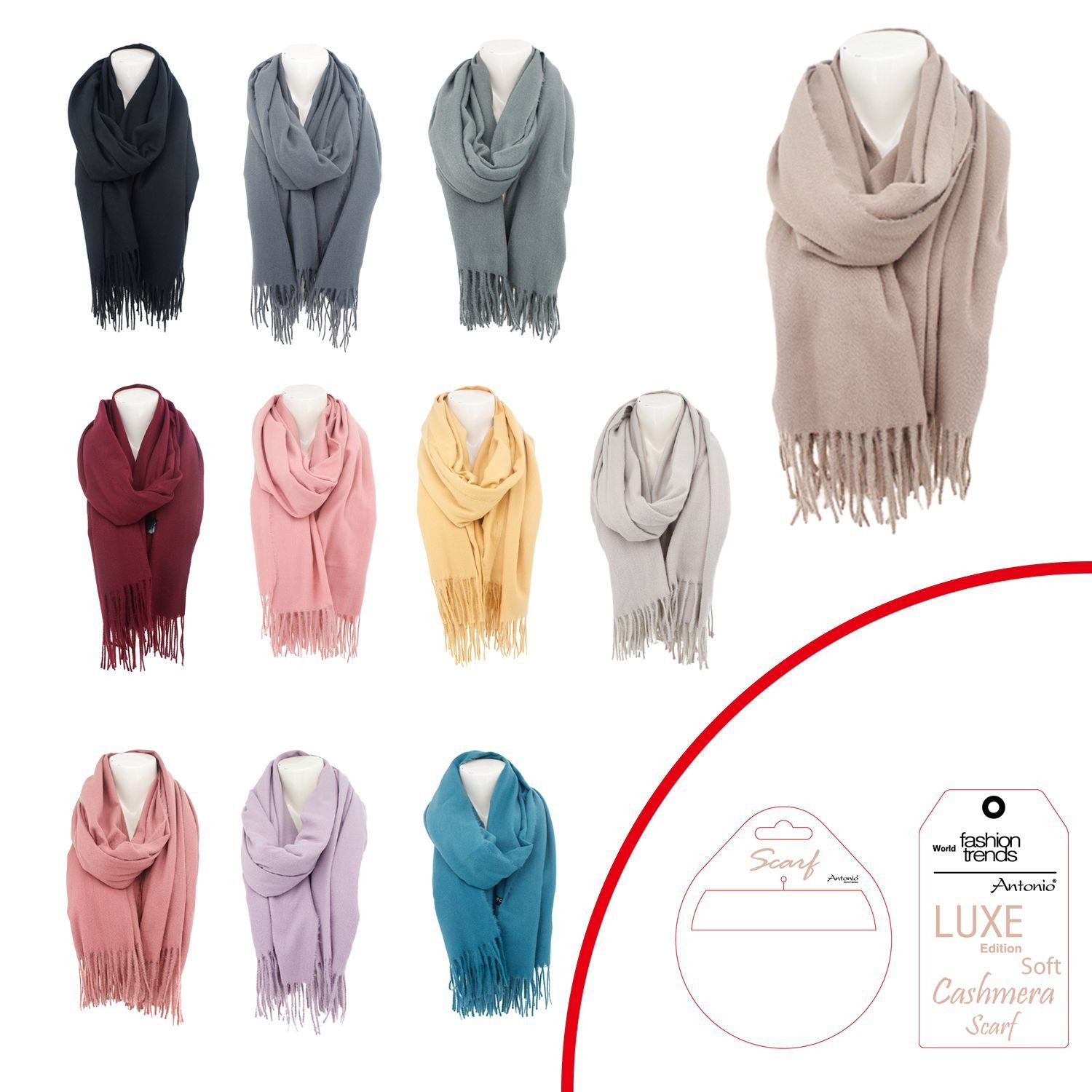 Antonio Schal Damenschal Soft Cashmera » Fransenschal 180 x 70 cm, (Einzeln günstig online kaufen