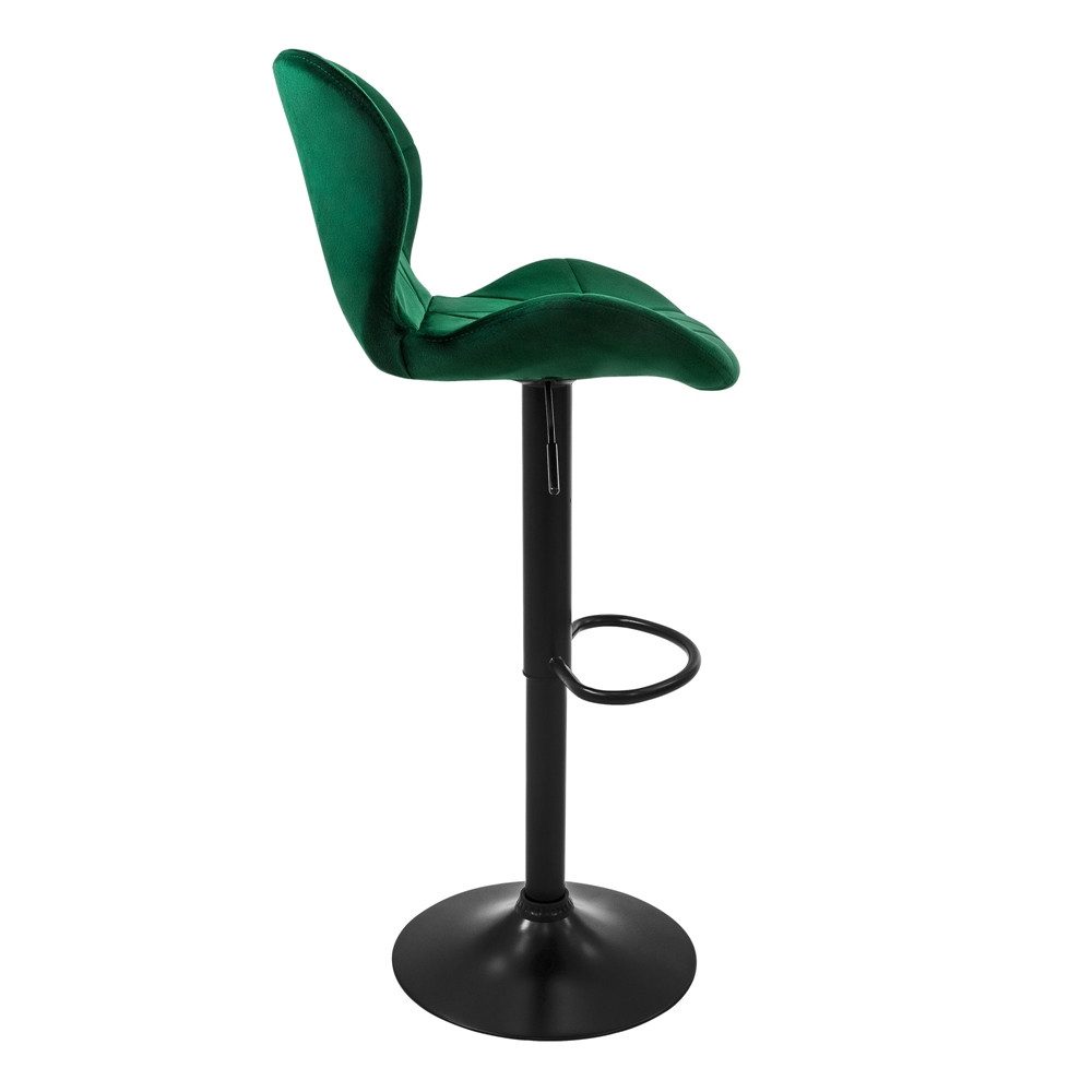 ML-DESIGN Barhocker Gepolsterter Barstuhl mit Rückenlehne und Fußstütze, 360° drehbar (2 St), 2er Set Bistrohocker aus Samt, Grün, Drehstuhl Hocker Tresenhocker – Bild 3 von 5