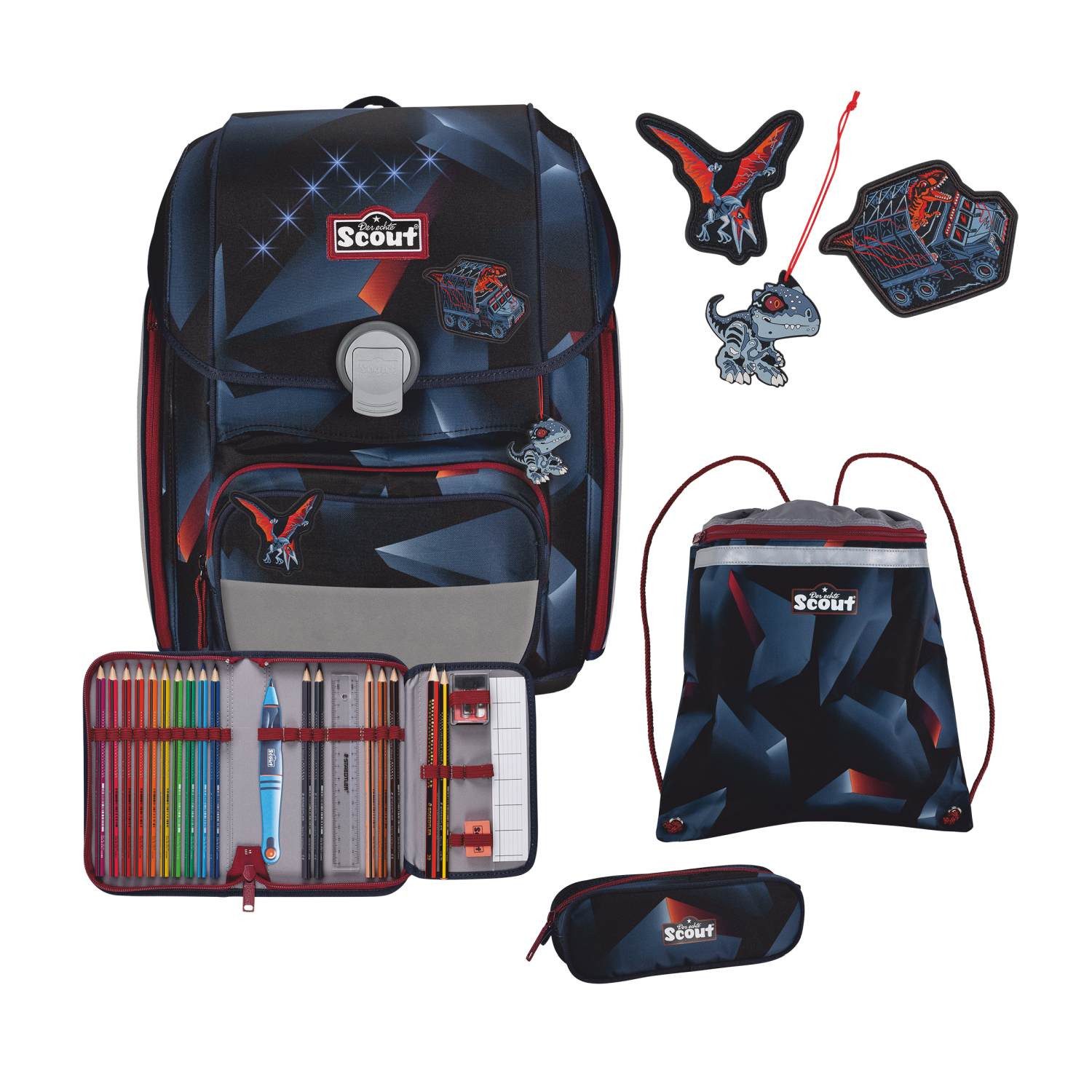 Scout Schulrucksack Scout Genius Ранцы-Set 4 teilig Exklusiv LED Gravity