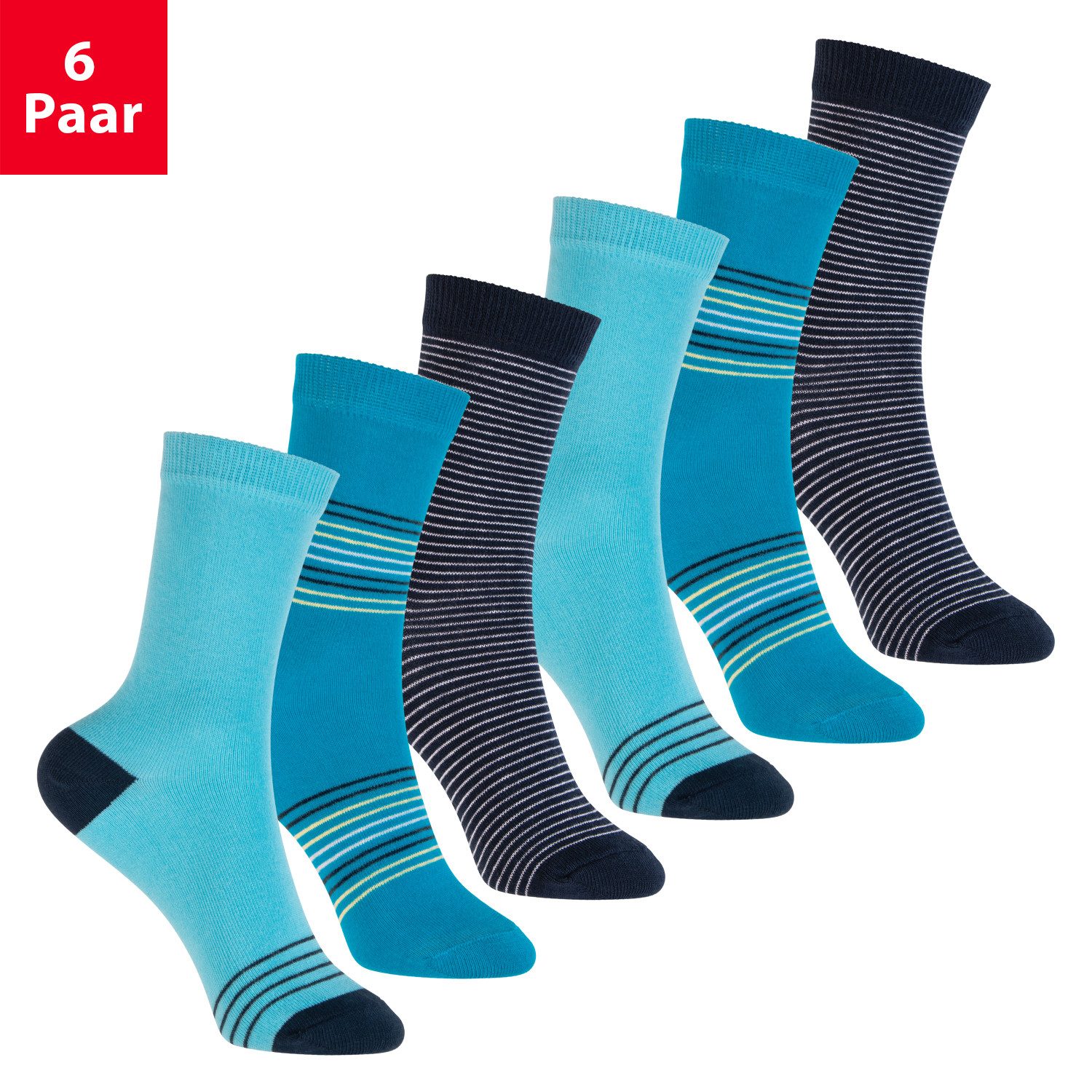 Basicsocken Bunte Baumwoll Socken für Kinder (6er Pack)