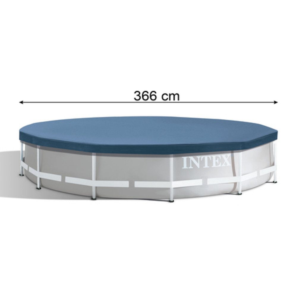 Intex Pool-Abdeckplane Poolabdeckung Frame-Pool 366 cm (Spar-Set, 1-St., Abläufe & Kordel), Der extra breite seitliche Überhang bietet einen hervorragenden Halt