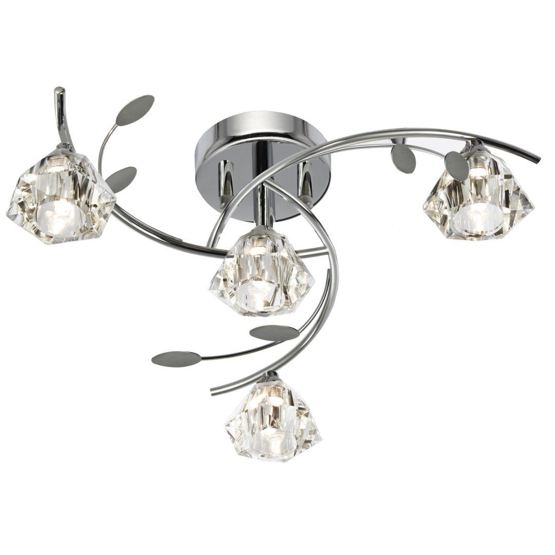 Licht-Erlebnisse Deckenleuchte SIERRA, Deckenlampe Metall Glas Floral G9